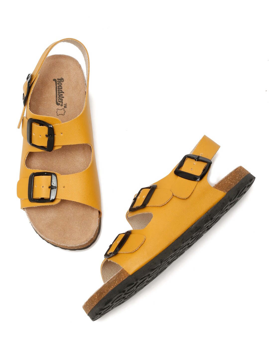 

The Roadster Lifestyle Co. Yellow Double Straps Open Toe Flats