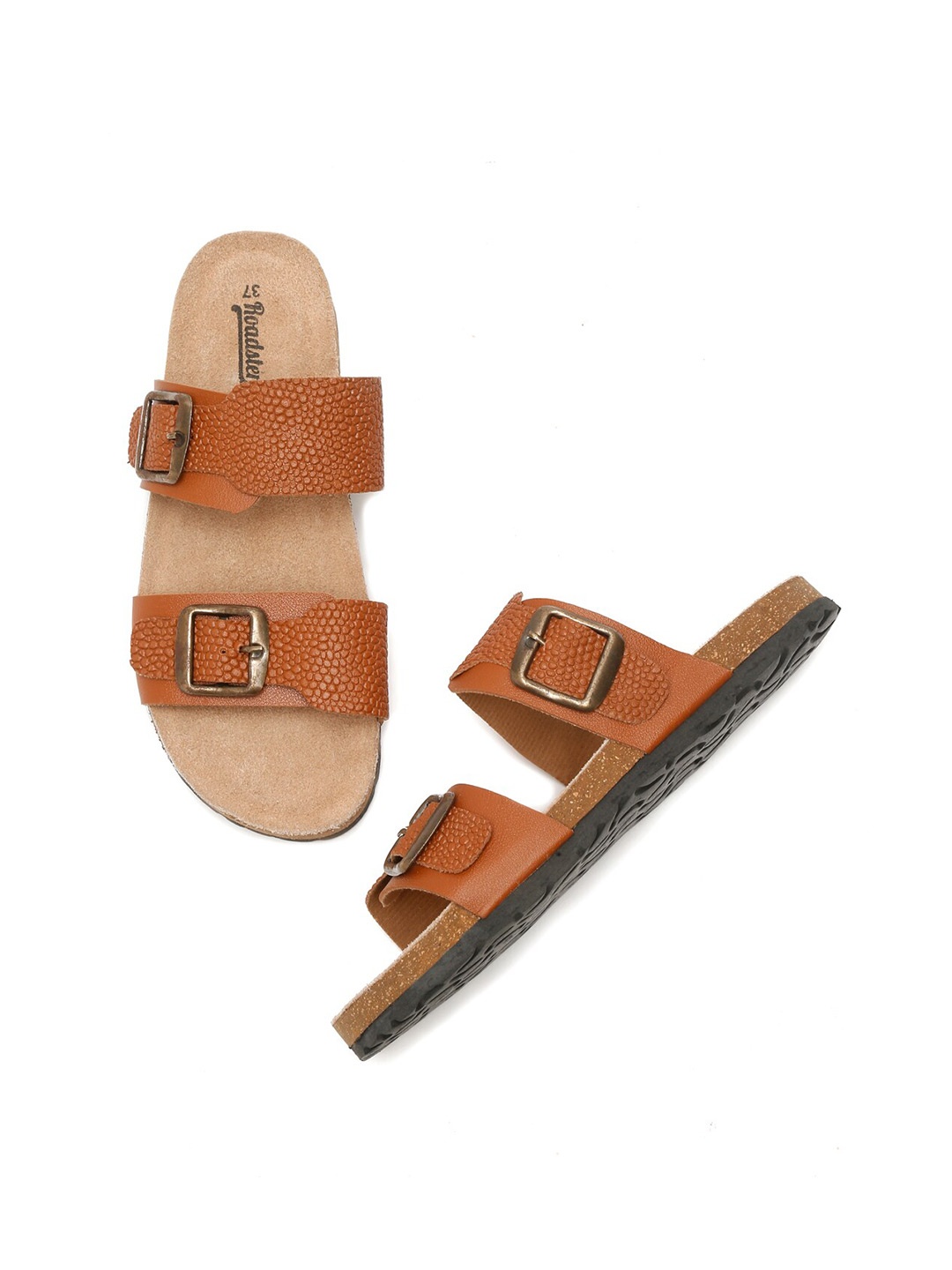 

The Roadster Lifestyle Co. Tan Brown Textured Open Toe Flats