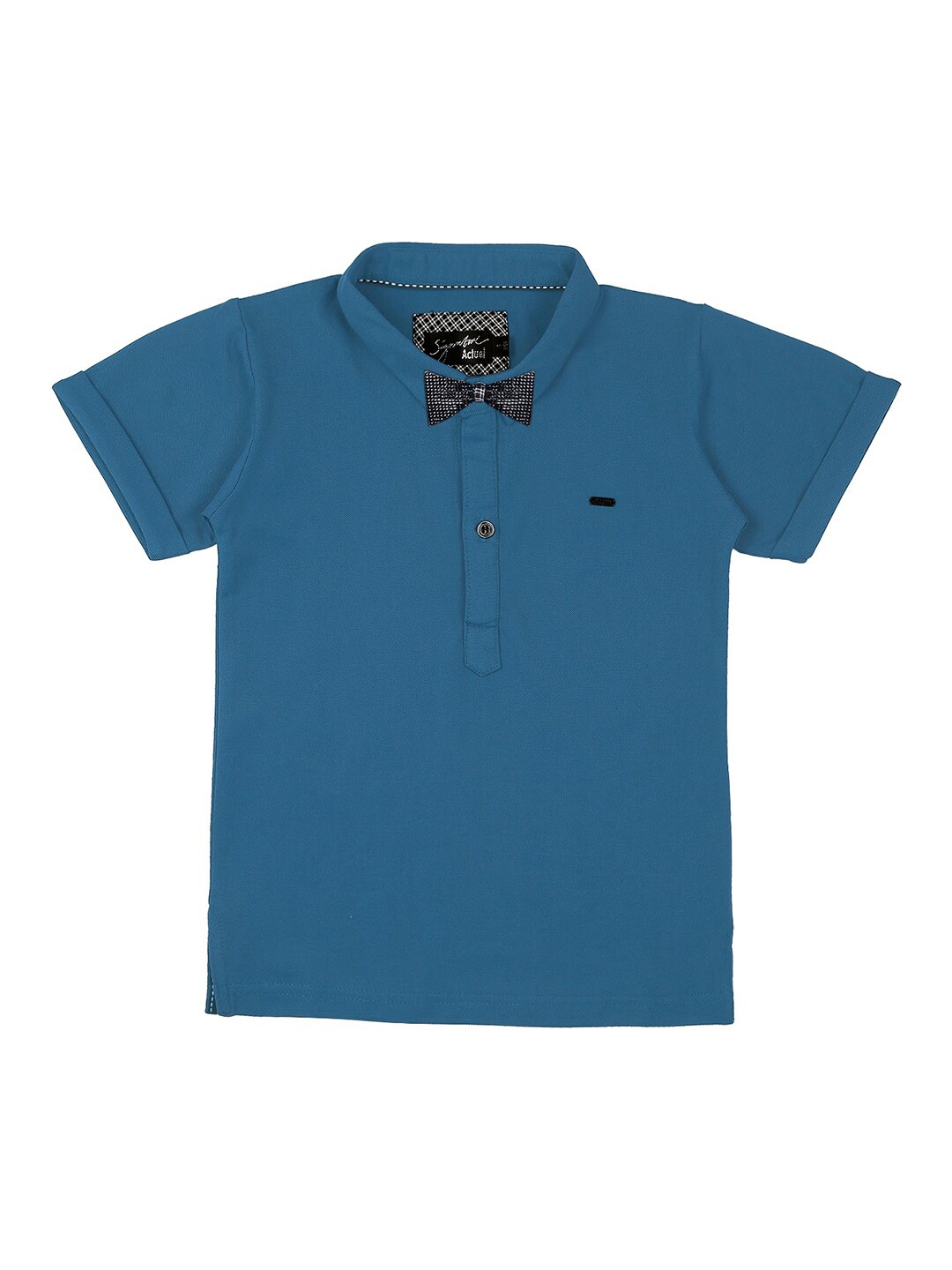 

Actuel Boys Polo Collar Pure Cotton T-shirt With A Bow, Blue