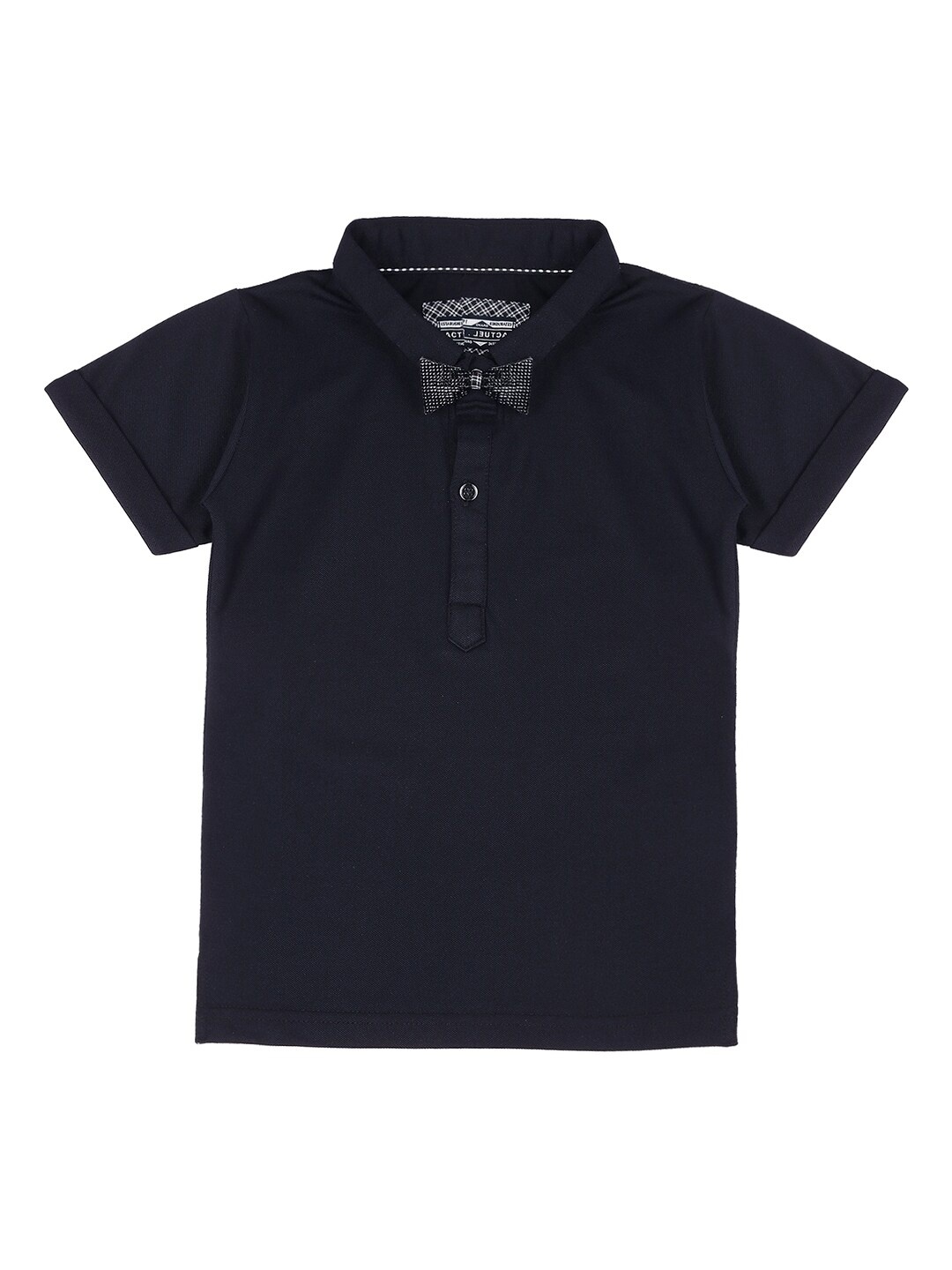 

Actuel Boys Polo Collar Pure Cotton T-shirt With A Bow, Navy blue