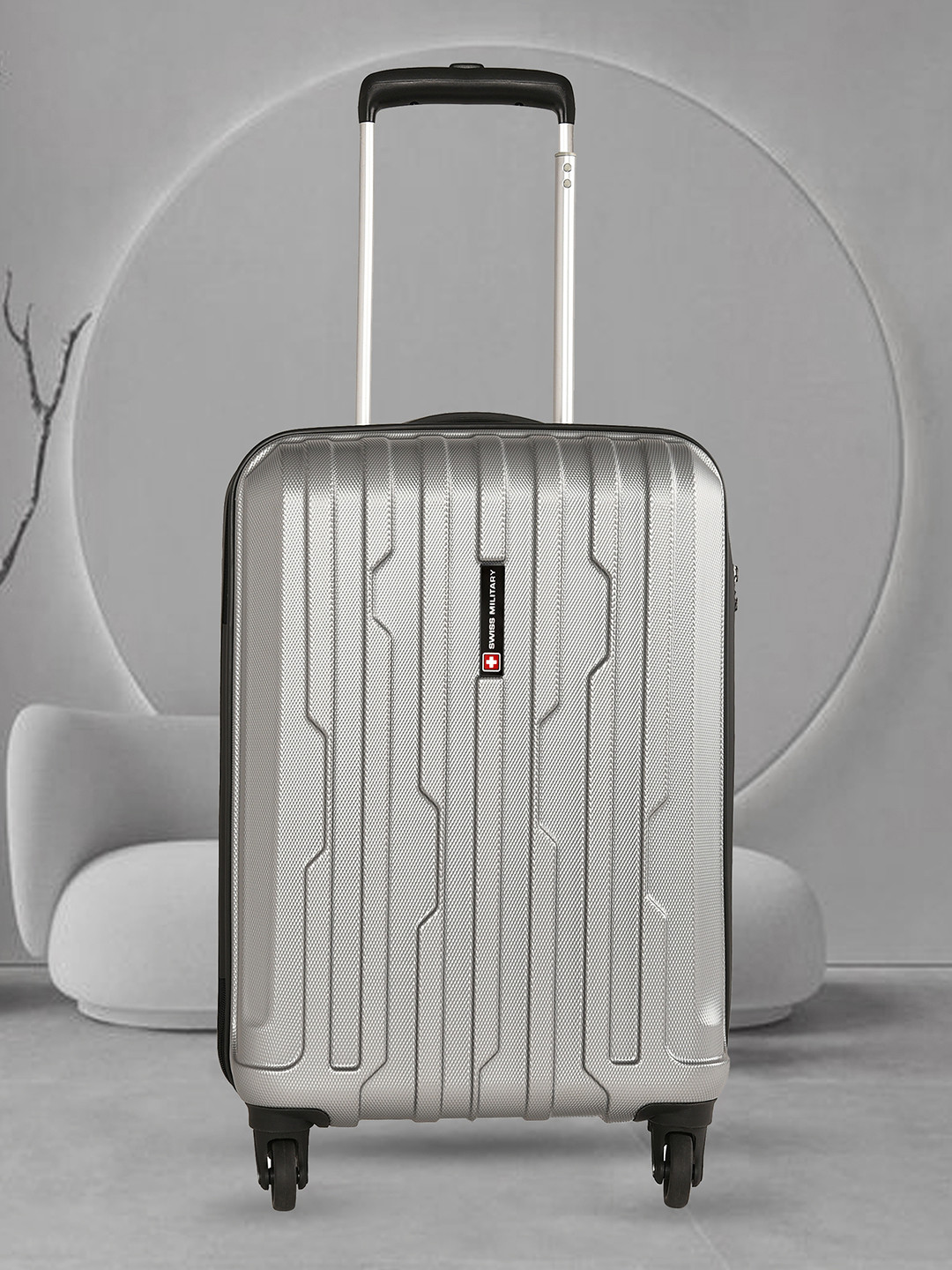 

SWISS MILITARY Crystal Textured Hard Cabin Trolley Suitcase - 50 cm, Silver
