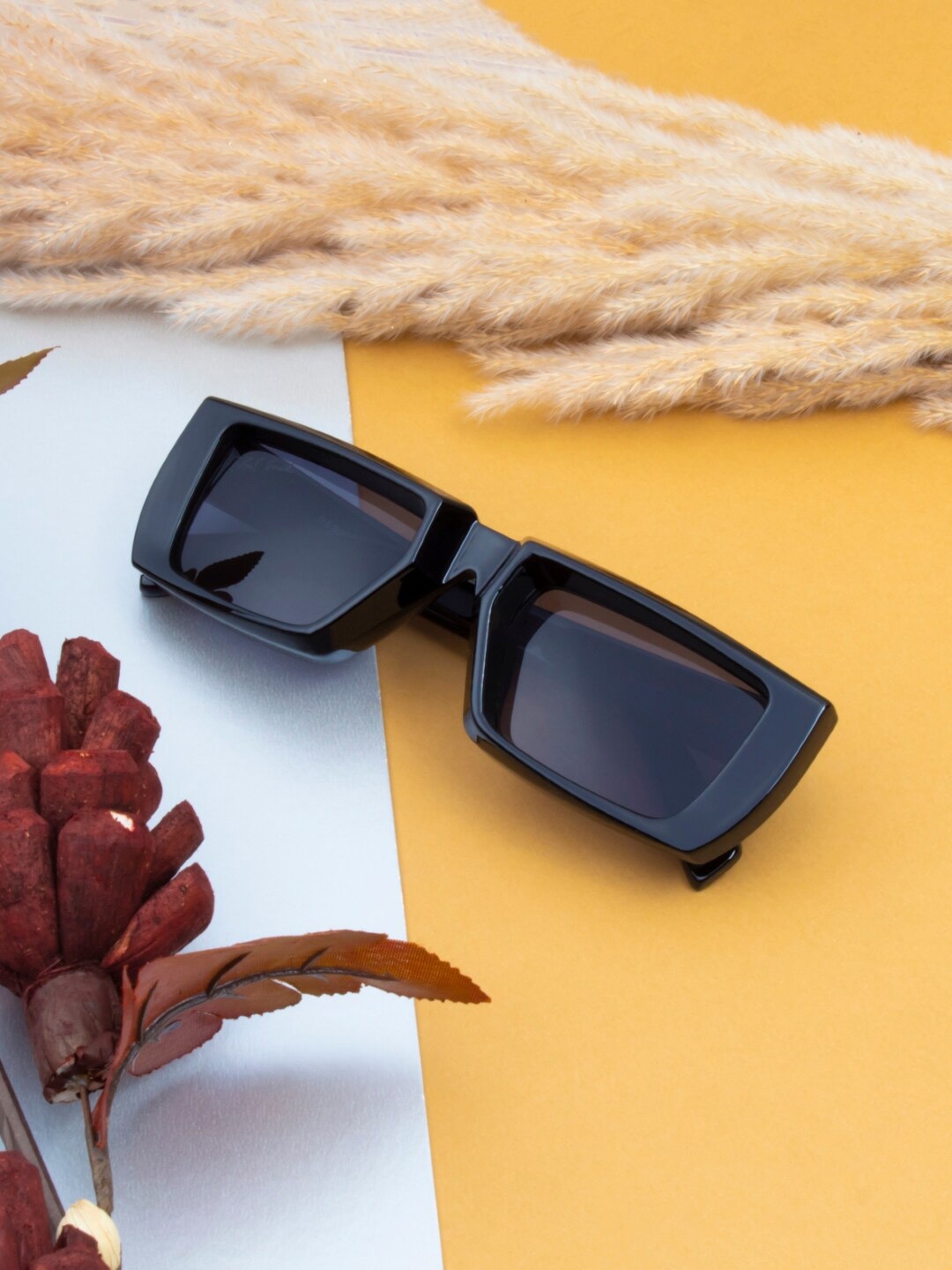 

Ted Smith Lens & Rectangle Sunglasses with UV Protected Lens, Black