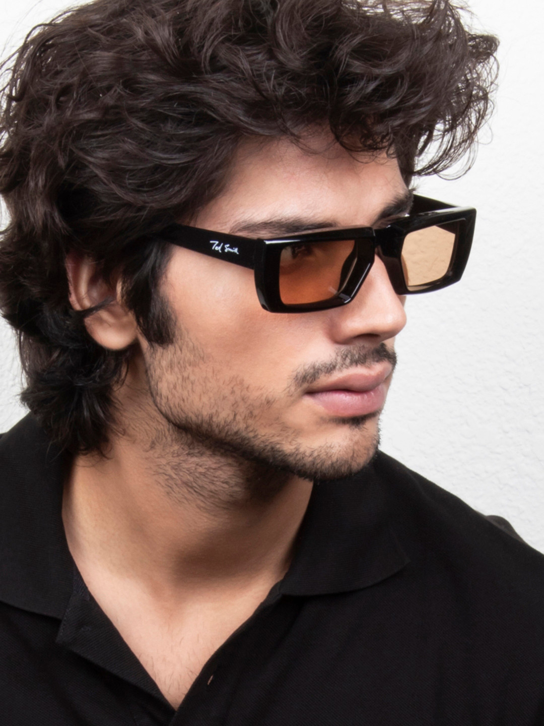 

Ted Smith Lens & Rectangle Sunglasses with UV Protected Lens BERKIN_C2, Brown