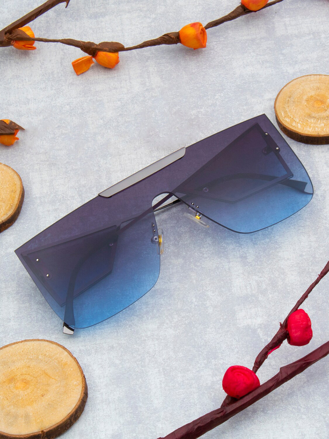 

Ted Smith Lens & Shield Sunglasses with UV Protected Lens BISON_C7, Blue