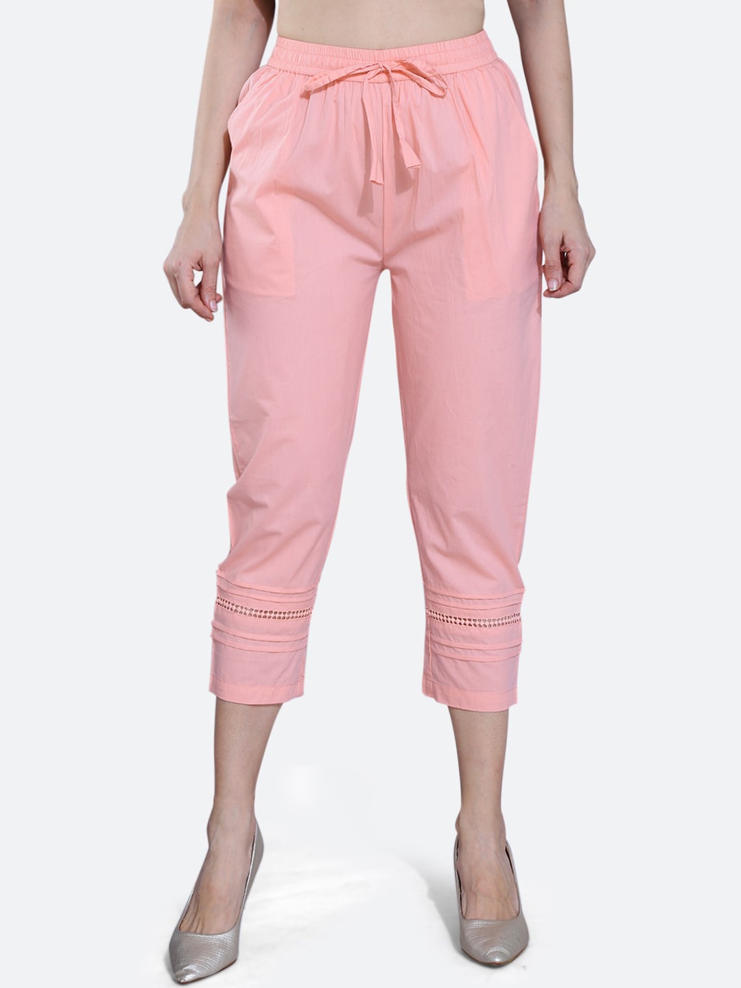 

FCK-3 Women Relaxed High-Rise Easy Wash Pleated Trousers, Pink