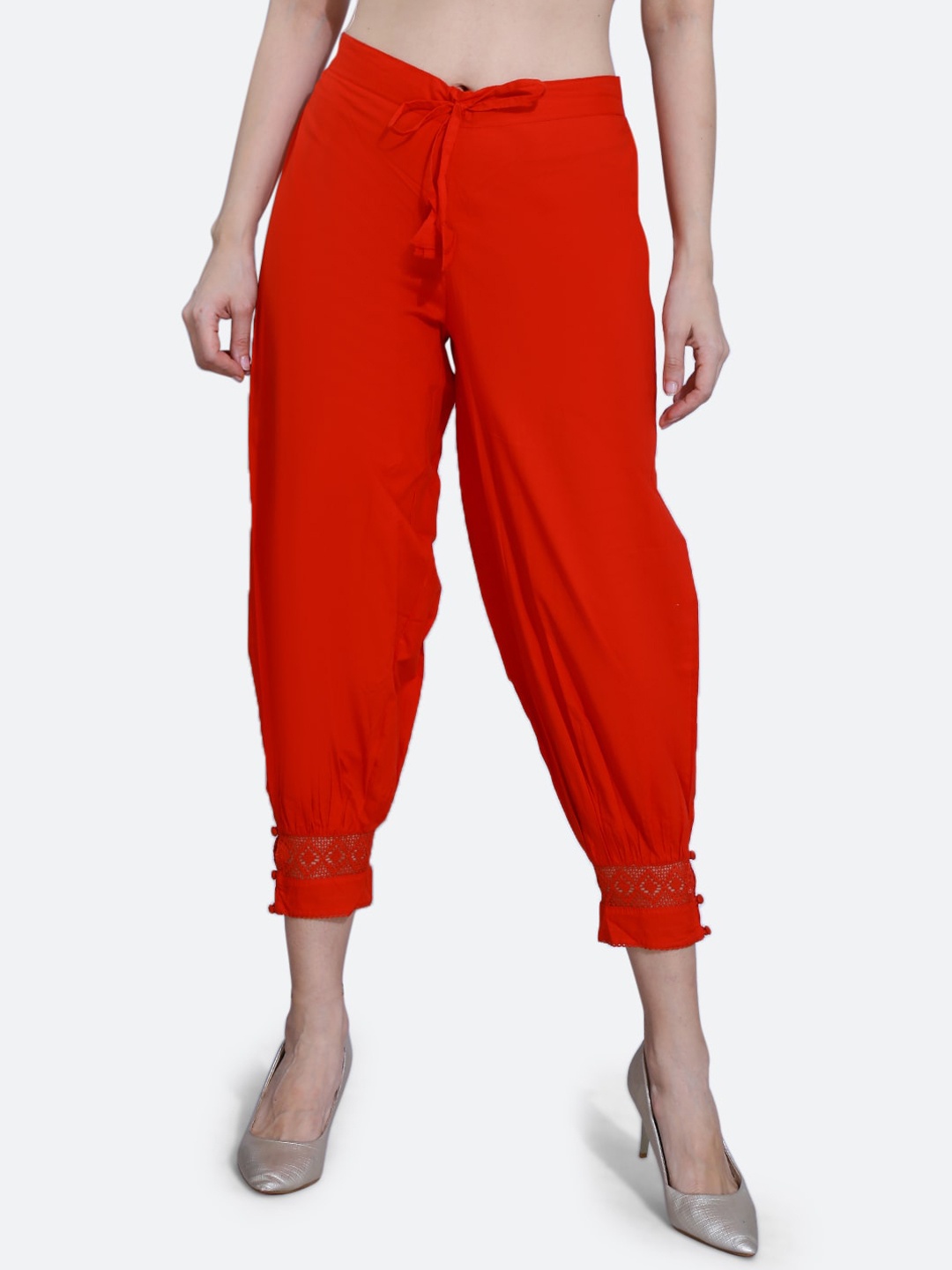 

FCK-3 Women Relaxed High-Rise Pure Cotton Culottes, Red
