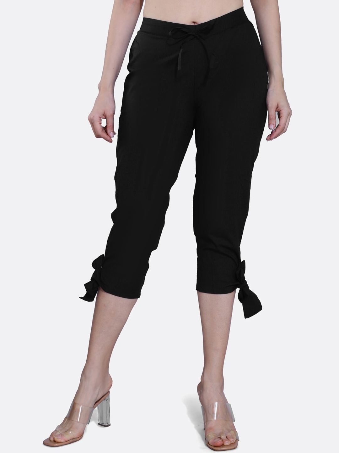 

FCK-3 Women Relaxed High-Rise Pure Cotton Trousers, Black