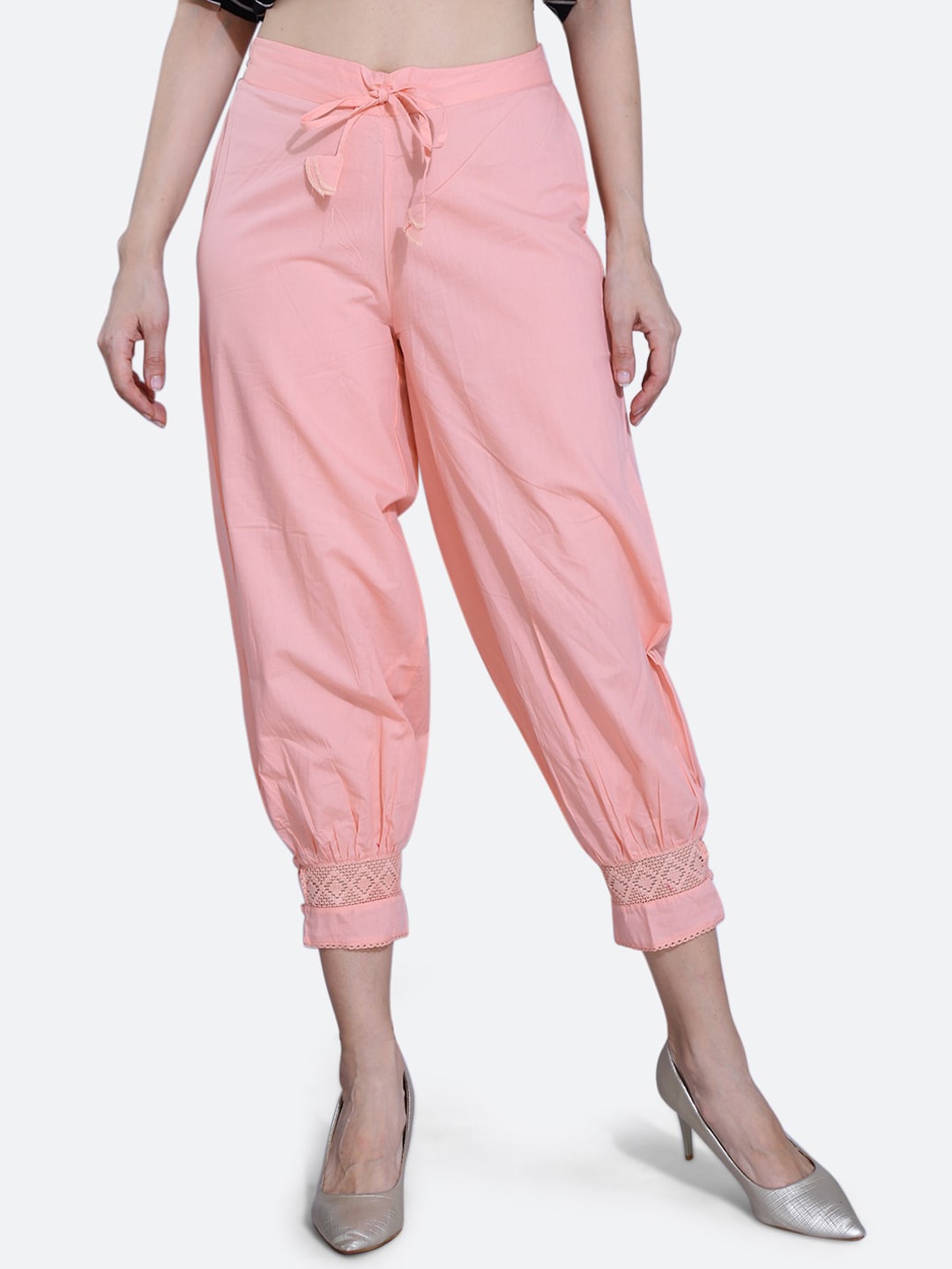 

FCK-3 Women Relaxed High-Rise Pure Cotton Joggers, Peach