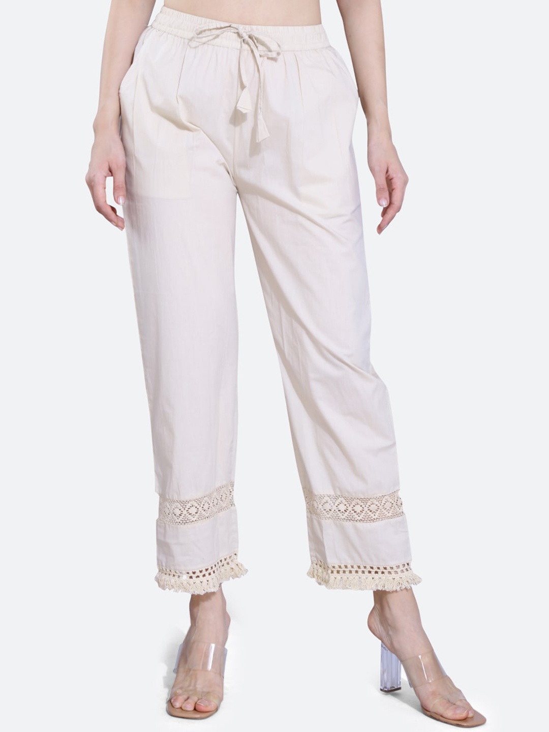 

FCK-3 Women Relaxed High-Rise Easy Wash Pleated Parallel Trousers, Beige