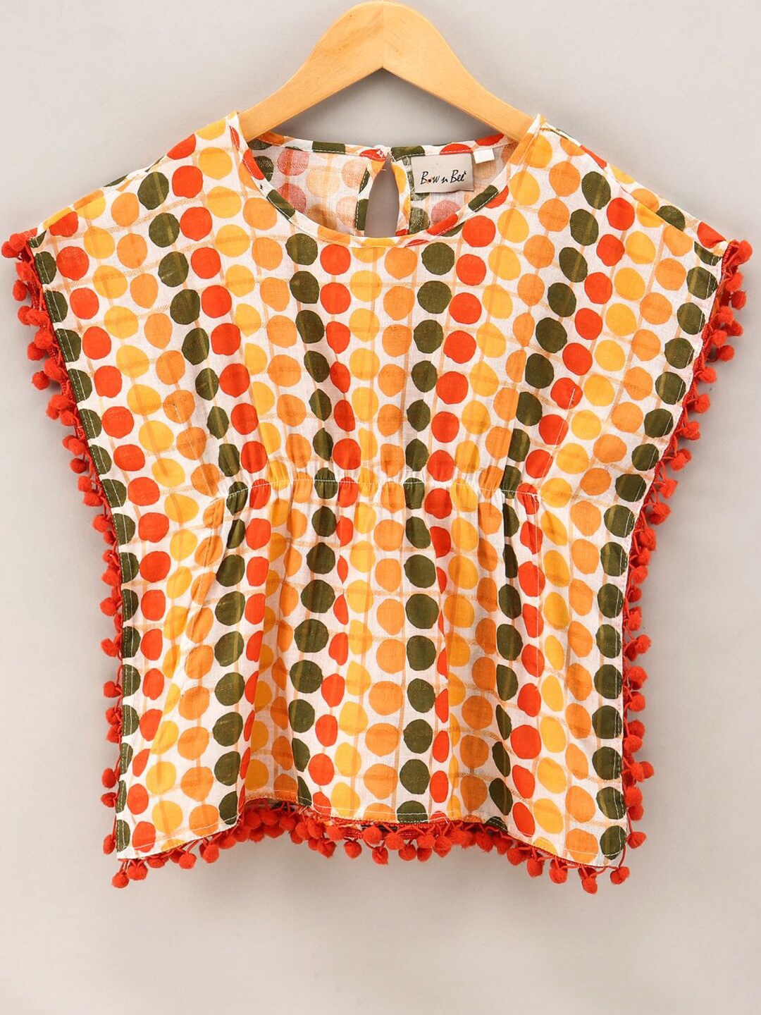 

BownBee Girls Geometric Printed Kimono Sleeves Cotton Kaftan Top, Yellow