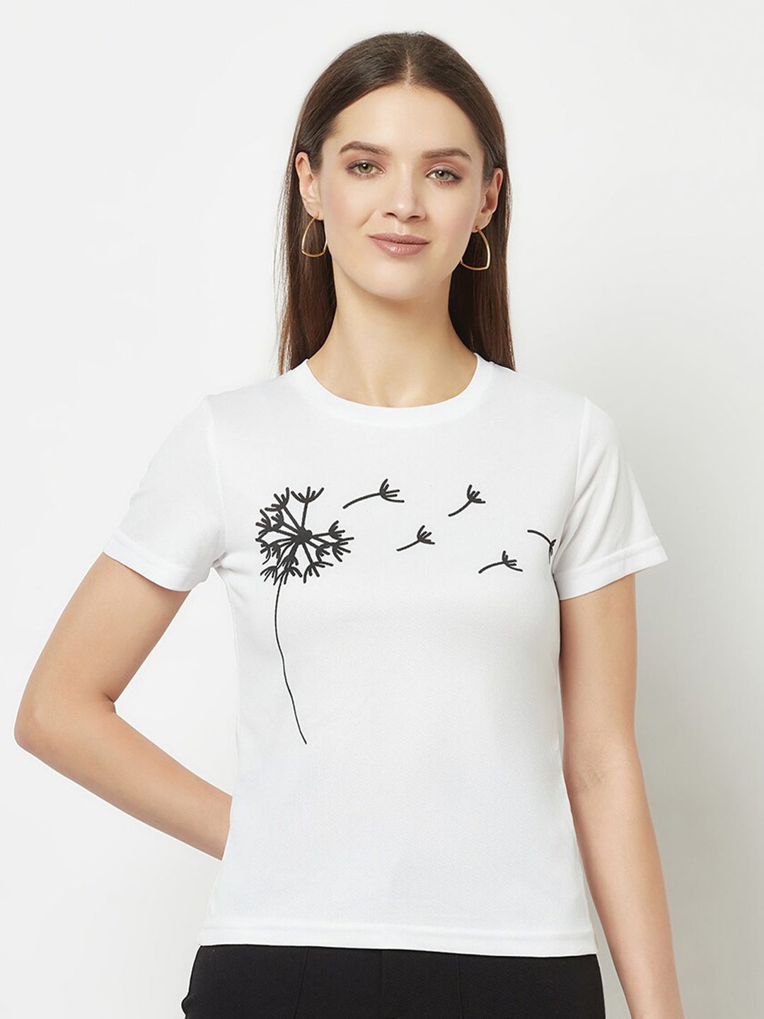 

GLITO Graphic Printed Round Neck Cotton T-Shirt, White