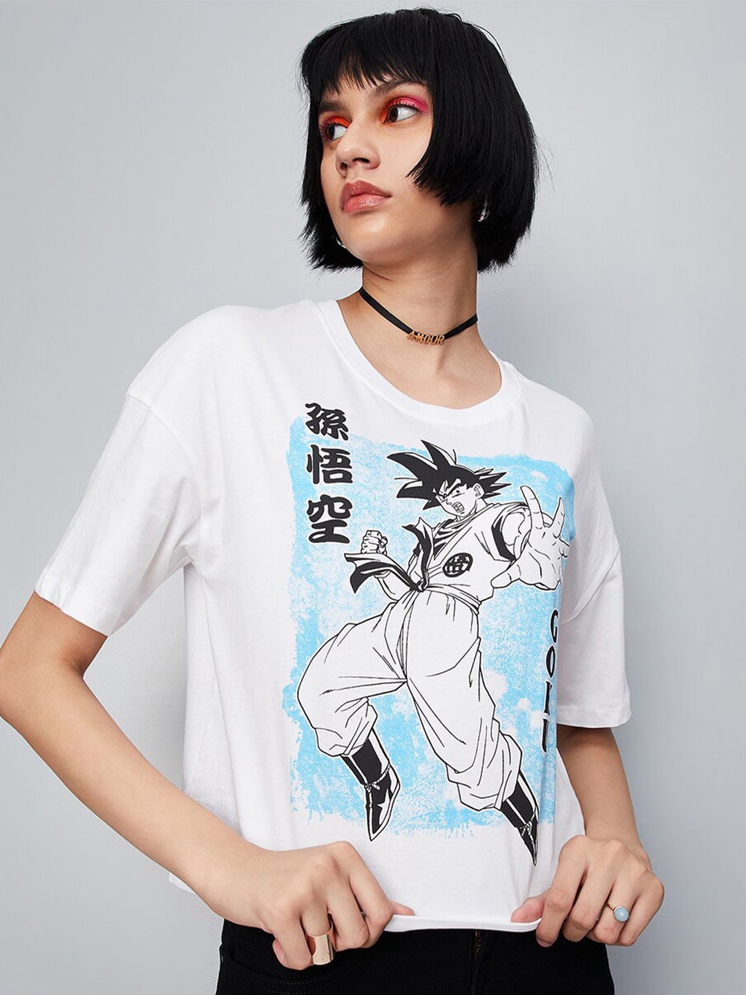 

max Goku Anime Printed Pure Cotton T-shirt, White