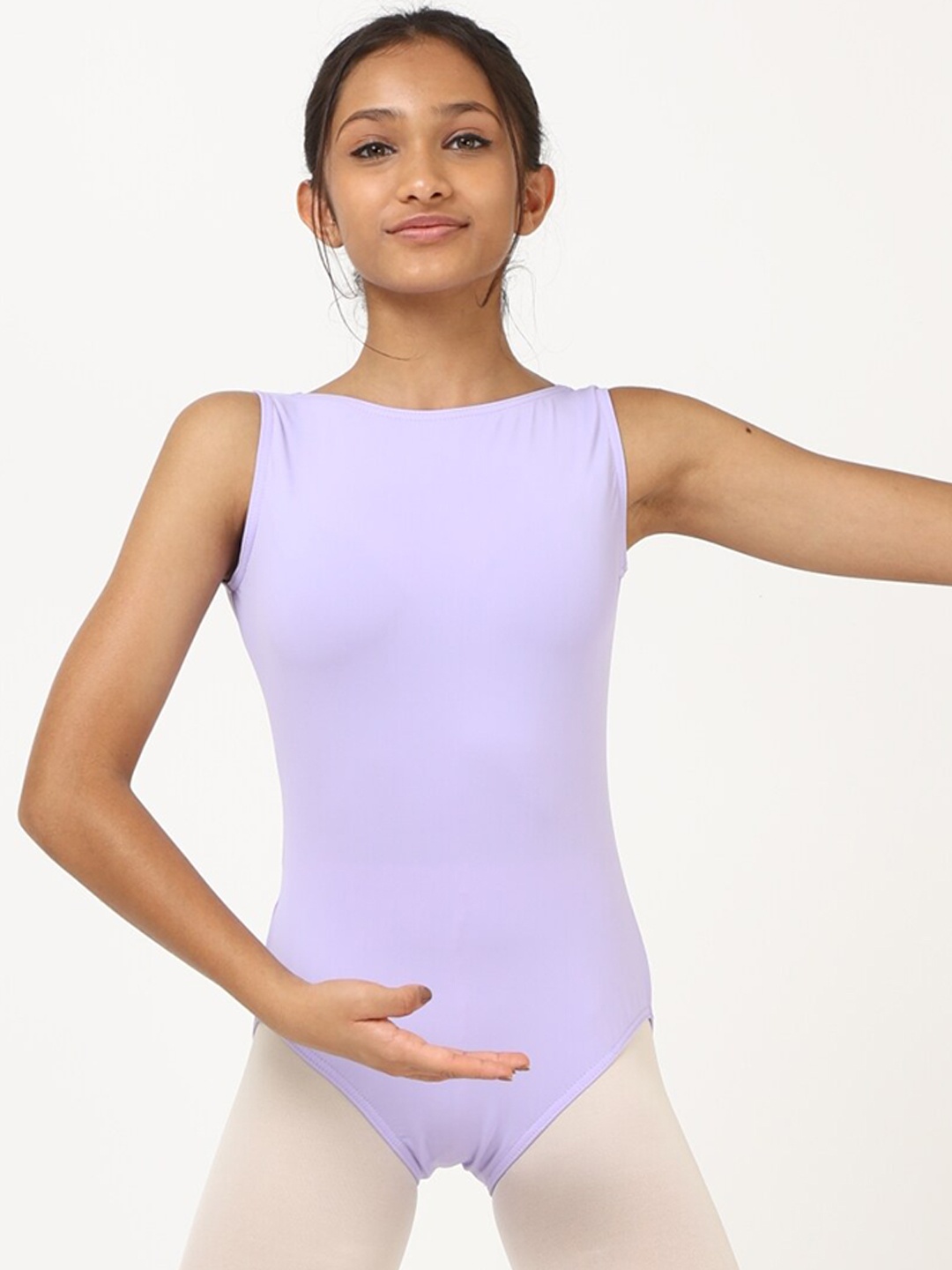 

IKAANYA Girls Boat Neck Leotard Bodysuit, Lavender