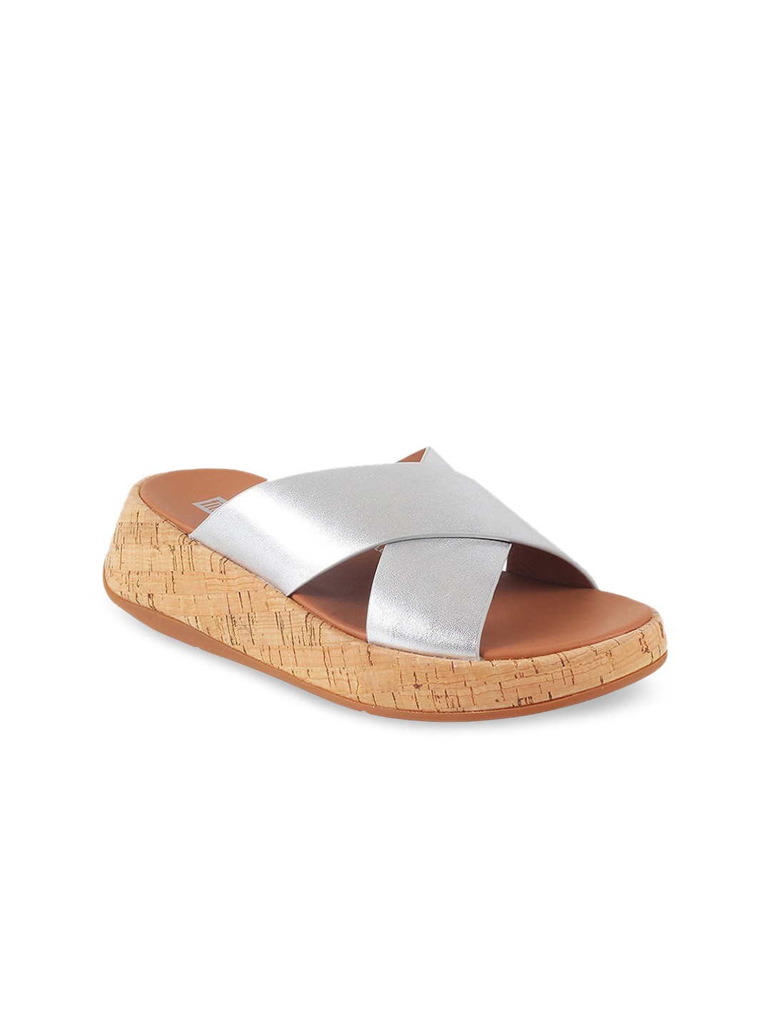 

fitflop Colourblocked Leather Wedges, Silver