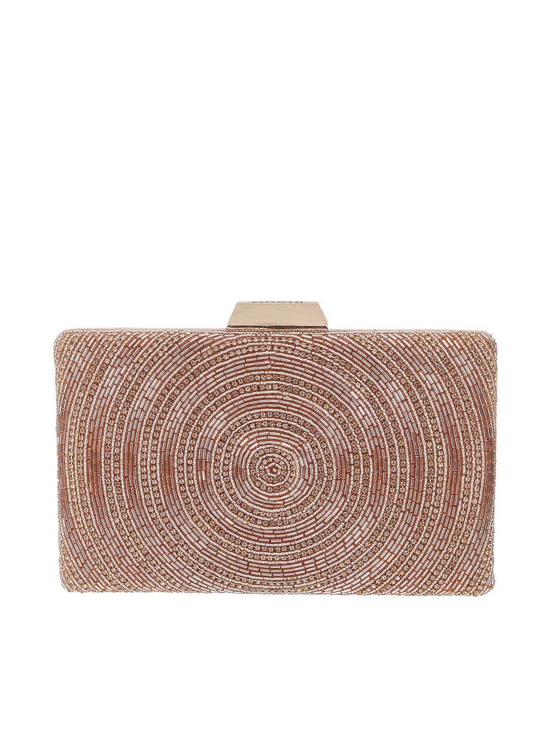 

Mochi Embellished Party Box Clutch, Gold