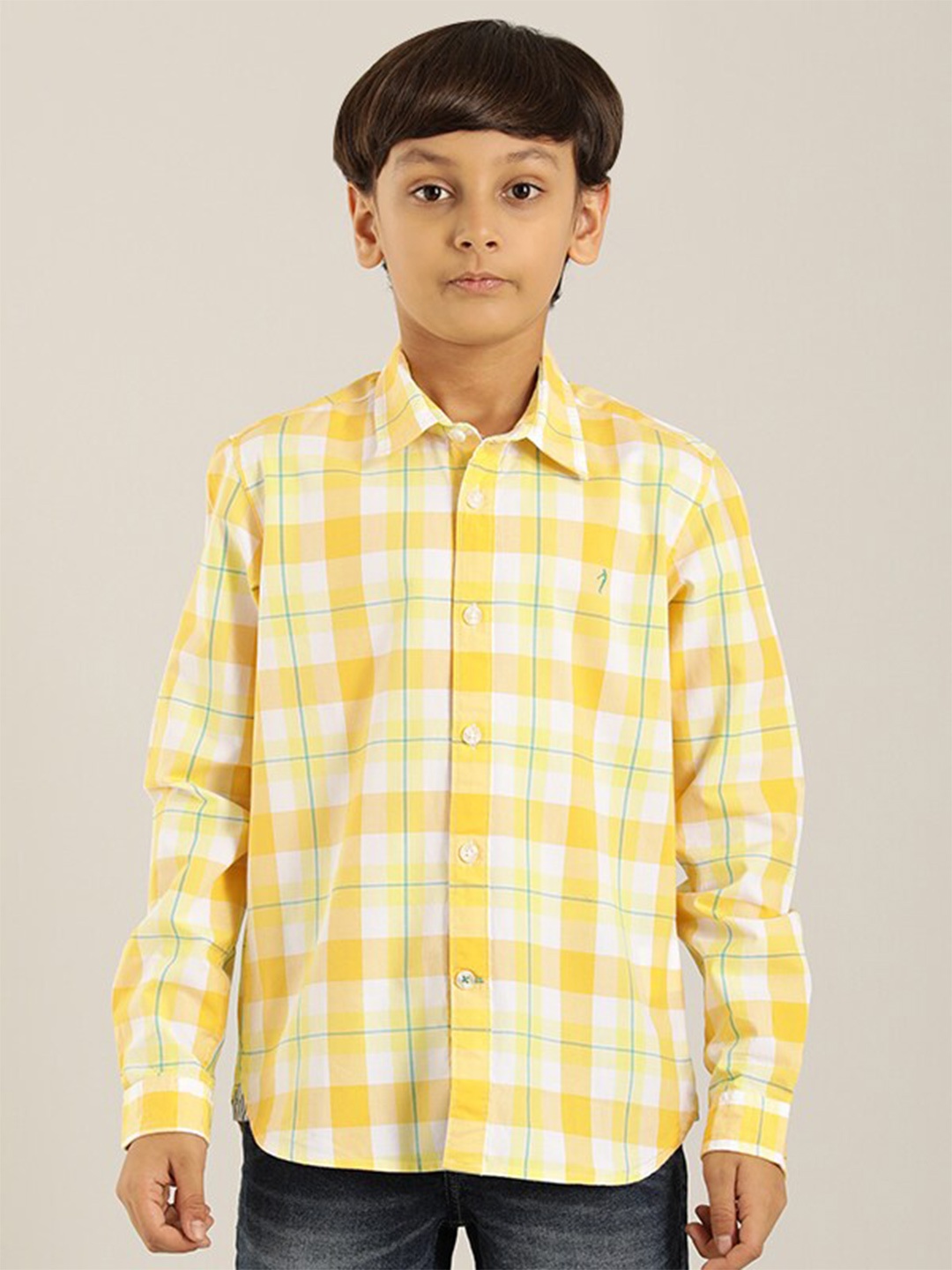 

Indian Terrain Boys Classic Checked Pure Cotton Casual Shirt, Yellow