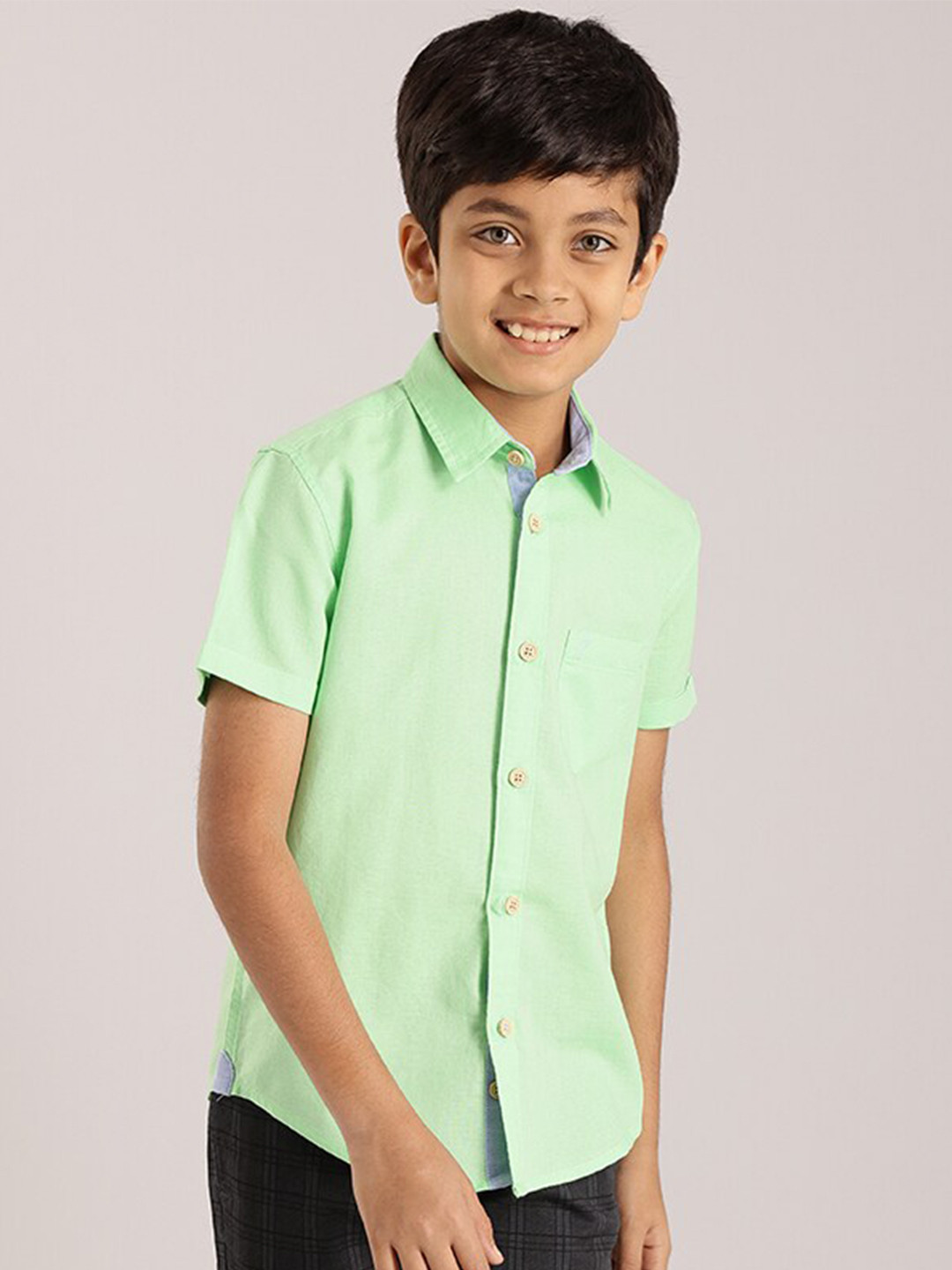 

Indian Terrain Boys Classic Pure Cotton Casual Shirt, Green