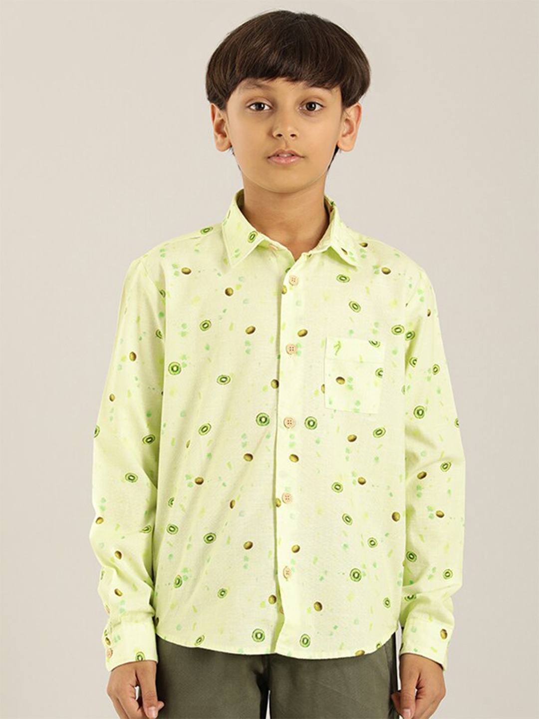 

Indian Terrain Boys Classic Opaque Printed Pure Cotton Casual Shirt, Yellow