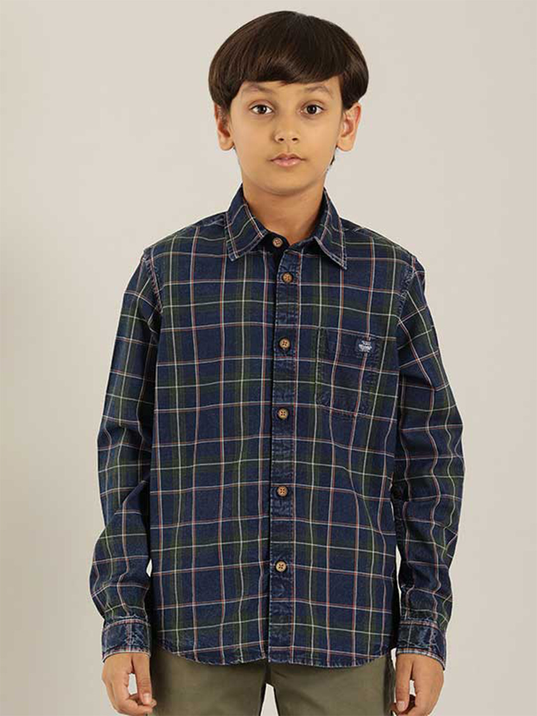 

Indian Terrain Boys Classic Tartan Checks Pure Cotton Casual Shirt, Green