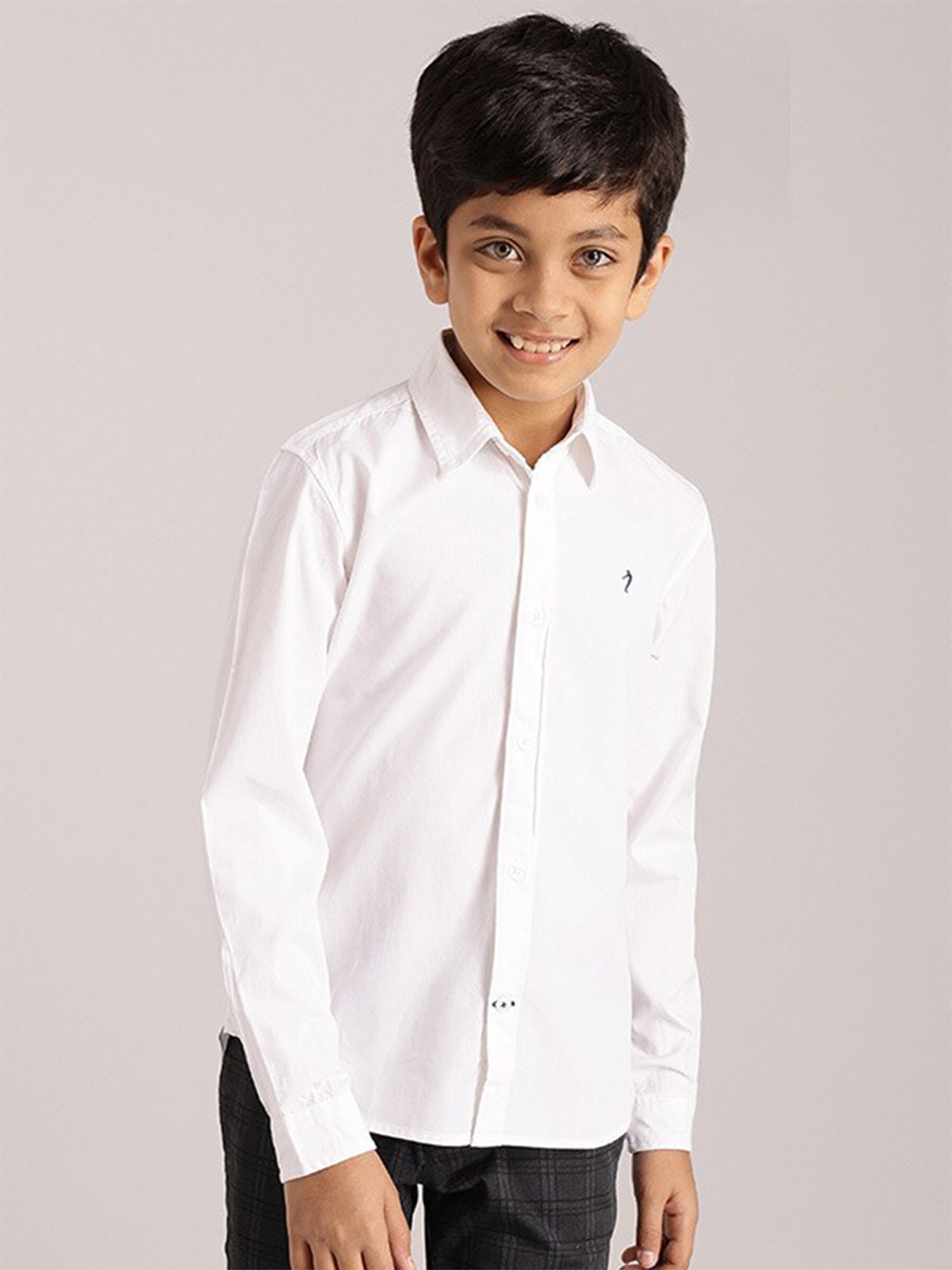 

Indian Terrain Boys Classic Spread Collar Pure Cotton Casual Shirt, White