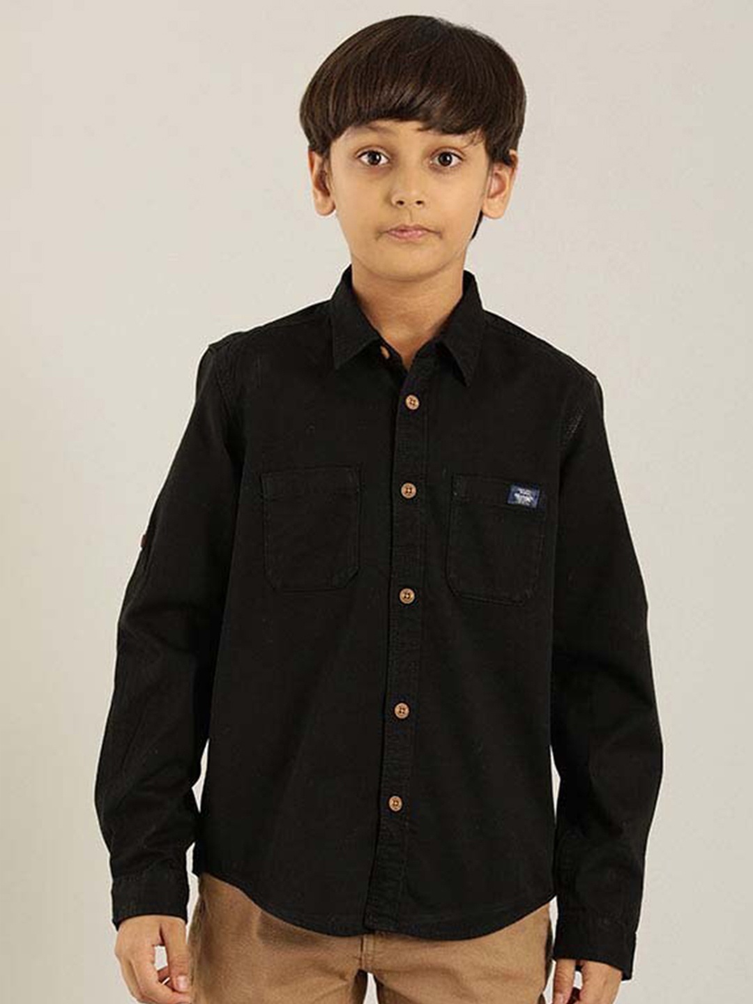 

Indian Terrain Boys Classic Pure Cotton Casual Shirt, Black