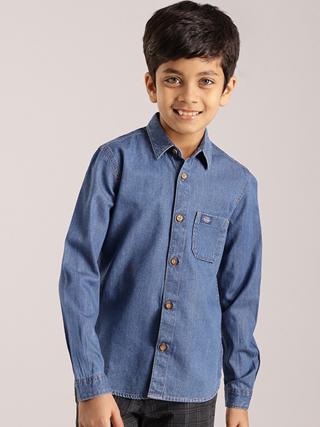 

Indian Terrain Boys Classic Pure Cotton Casual Shirt, Blue