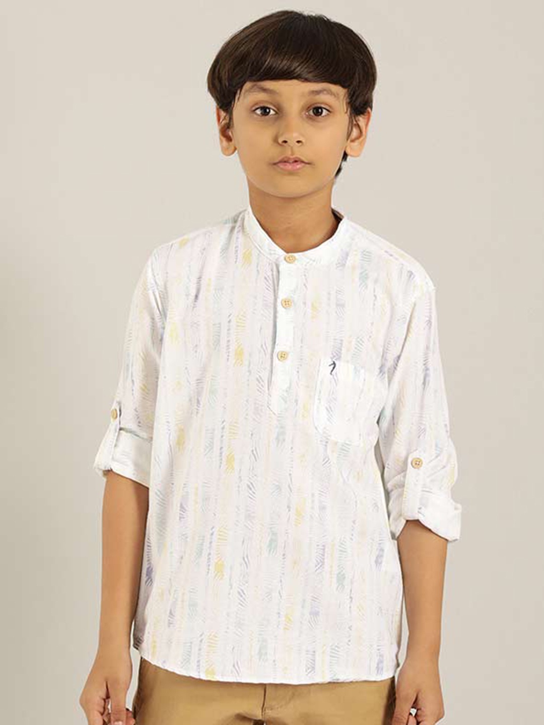 

Indian Terrain Boys Classic Fit Conversational Printed Casual Pure Cotton Shirt, White