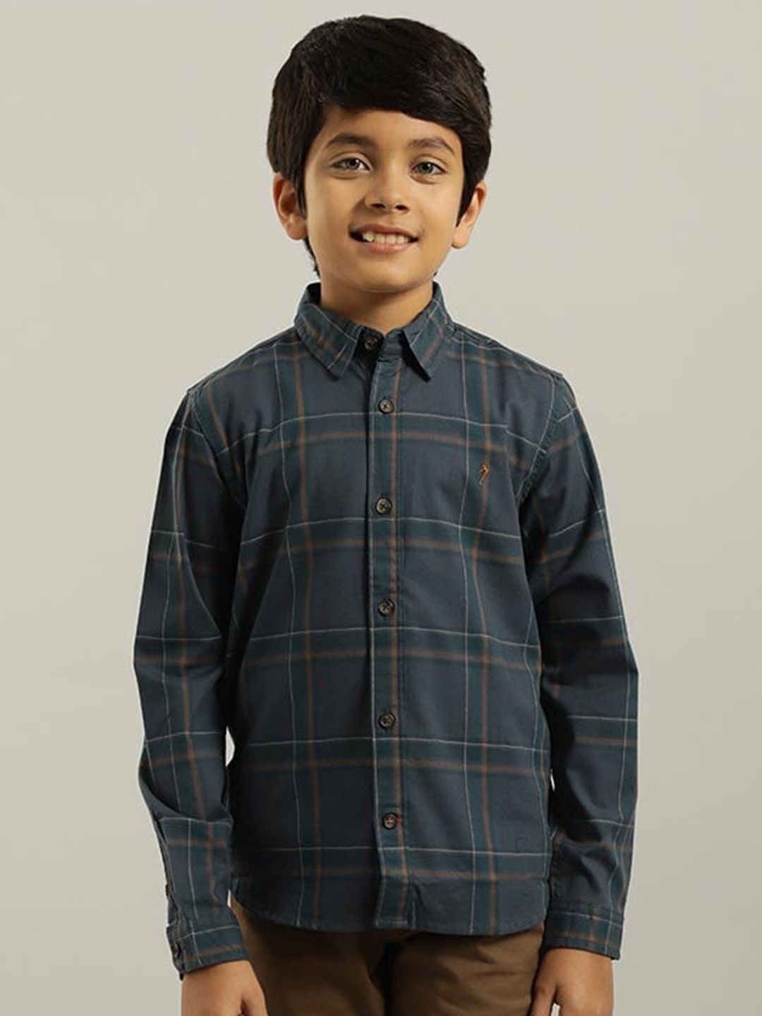 

Indian Terrain Boys Classic Tartan Checked Pure Cotton Casual Shirt, Green