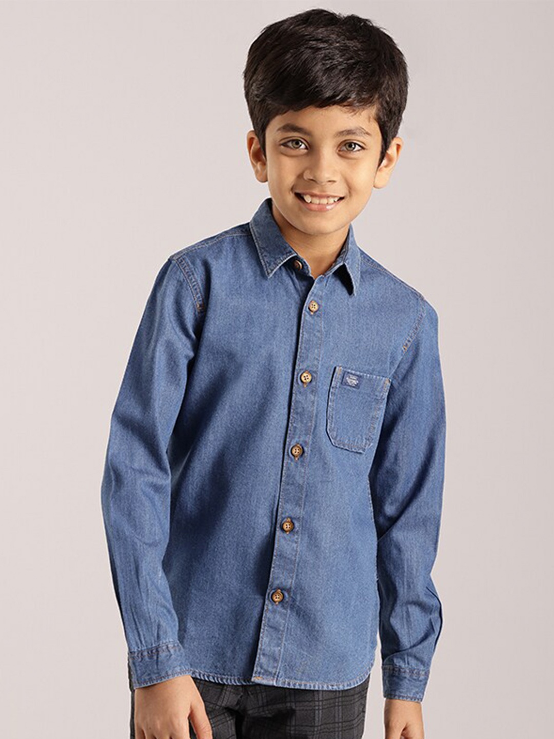 

Indian Terrain Boys Classic Opaque Cotton Casual Shirt, Blue