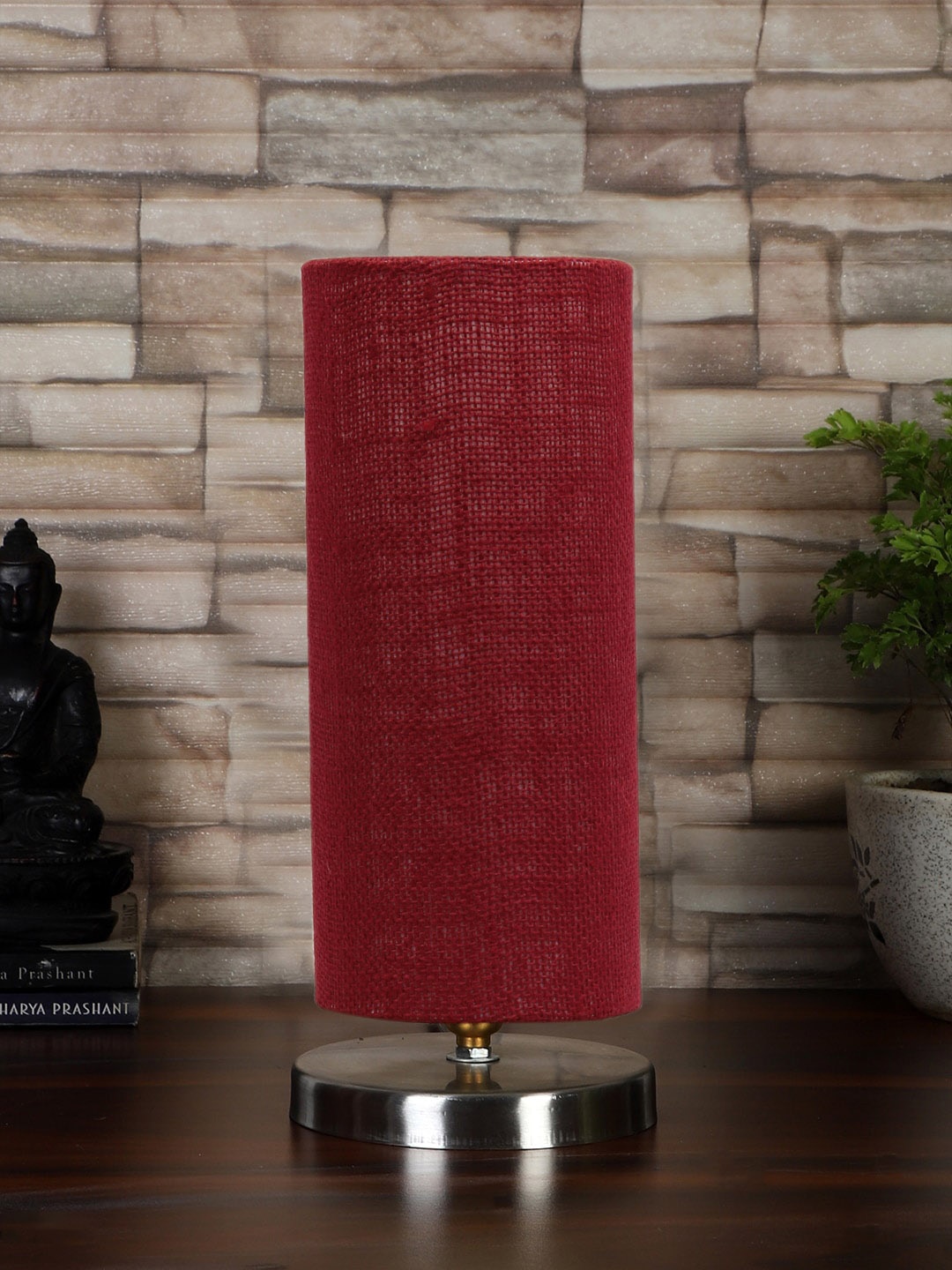 

Devansh Maroon Textured Steel Table Lamp With Jute Shade
