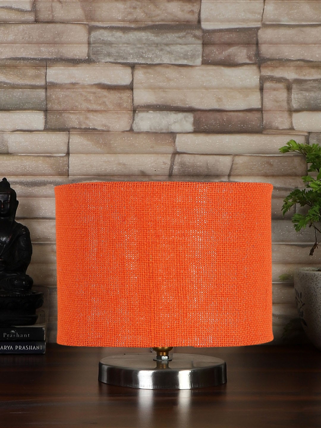 

Devansh Orange-Colored Textured Steel Table Lamp With Jute Shade