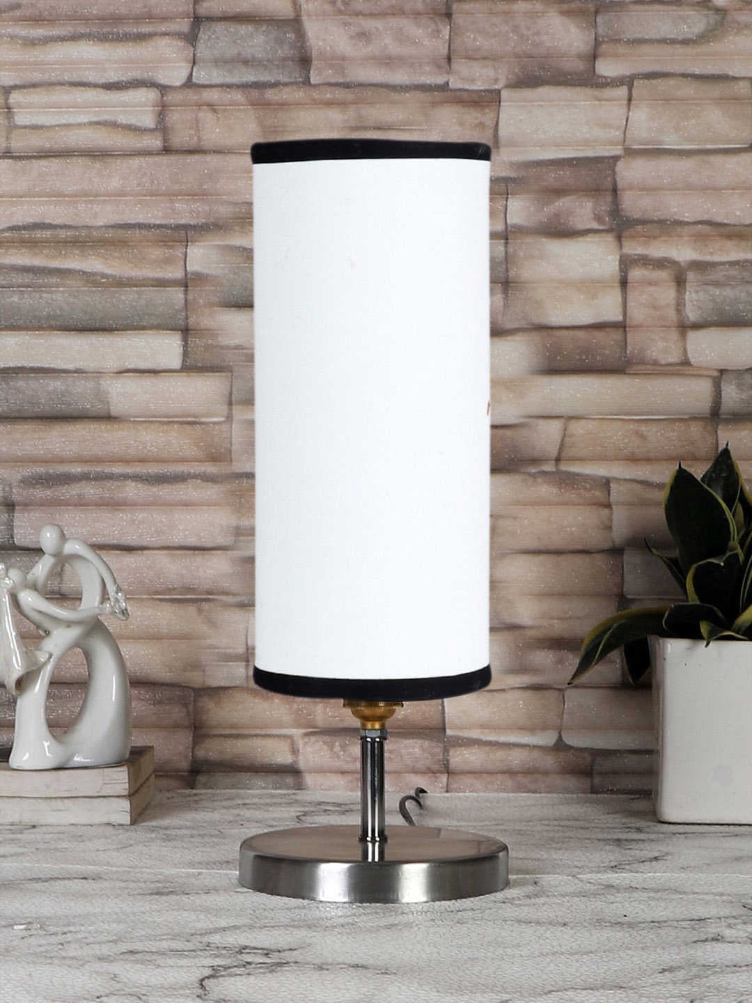 

Devansh White & Black Steel Table Lamp With Cotton Shade