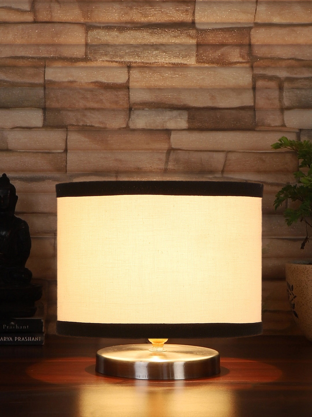 

Devansh White & Black Steel Table Lamp With Cotton Shade