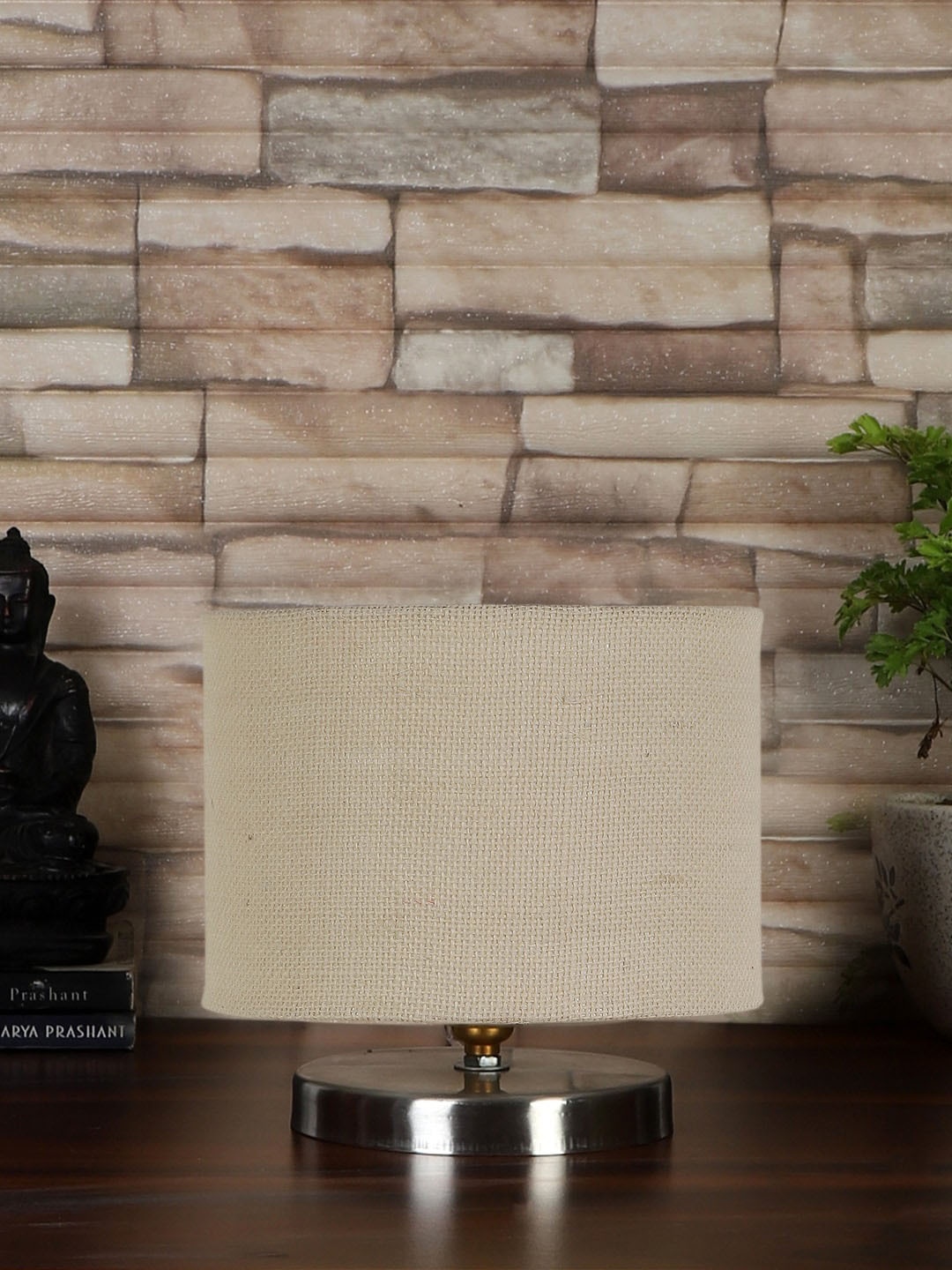 

Devansh White Textured Steel Table Lamp With Jute Shade
