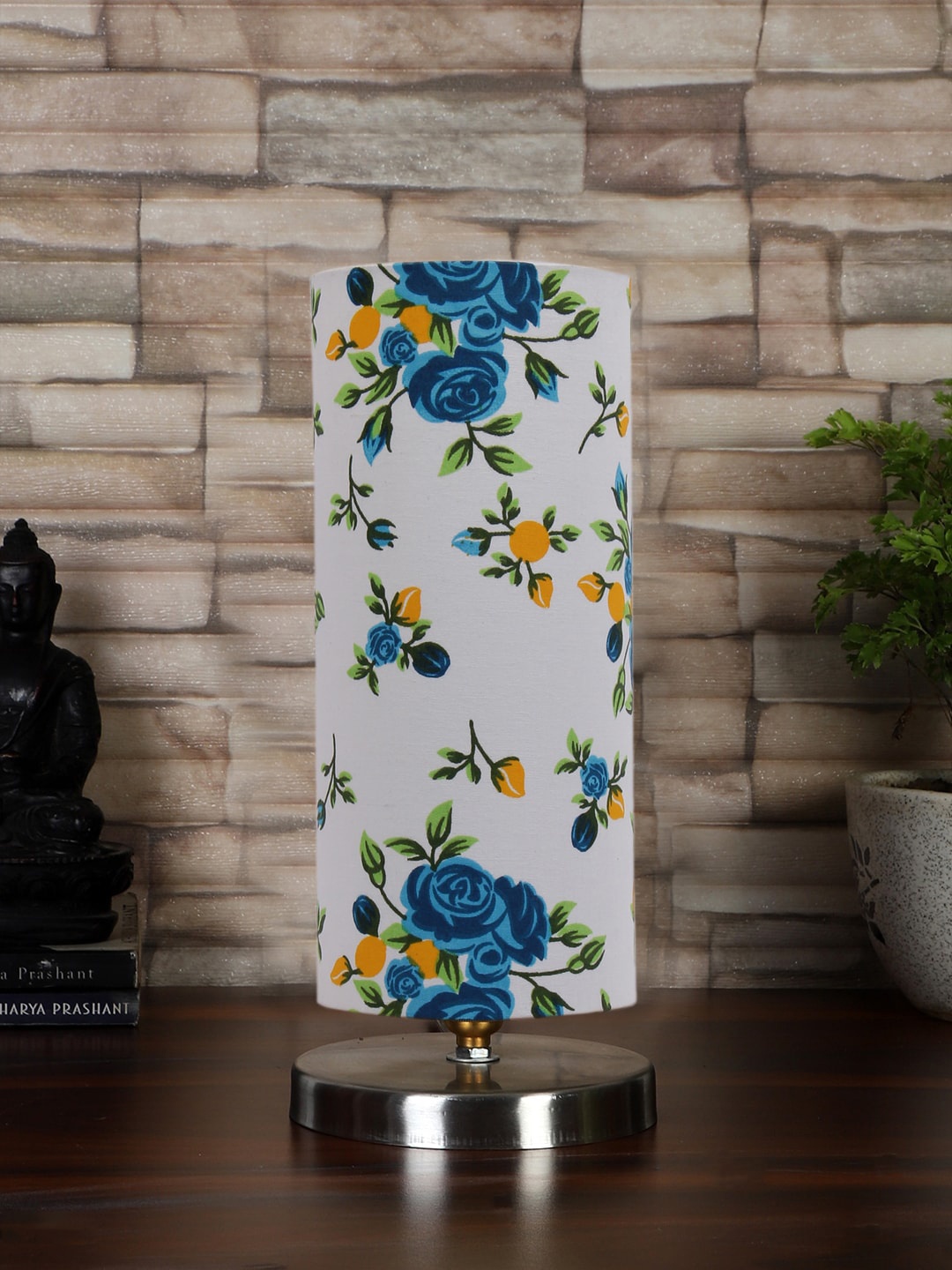 

Devansh White & Black Steel Table Lamp With Floral Printed Cotton Shade