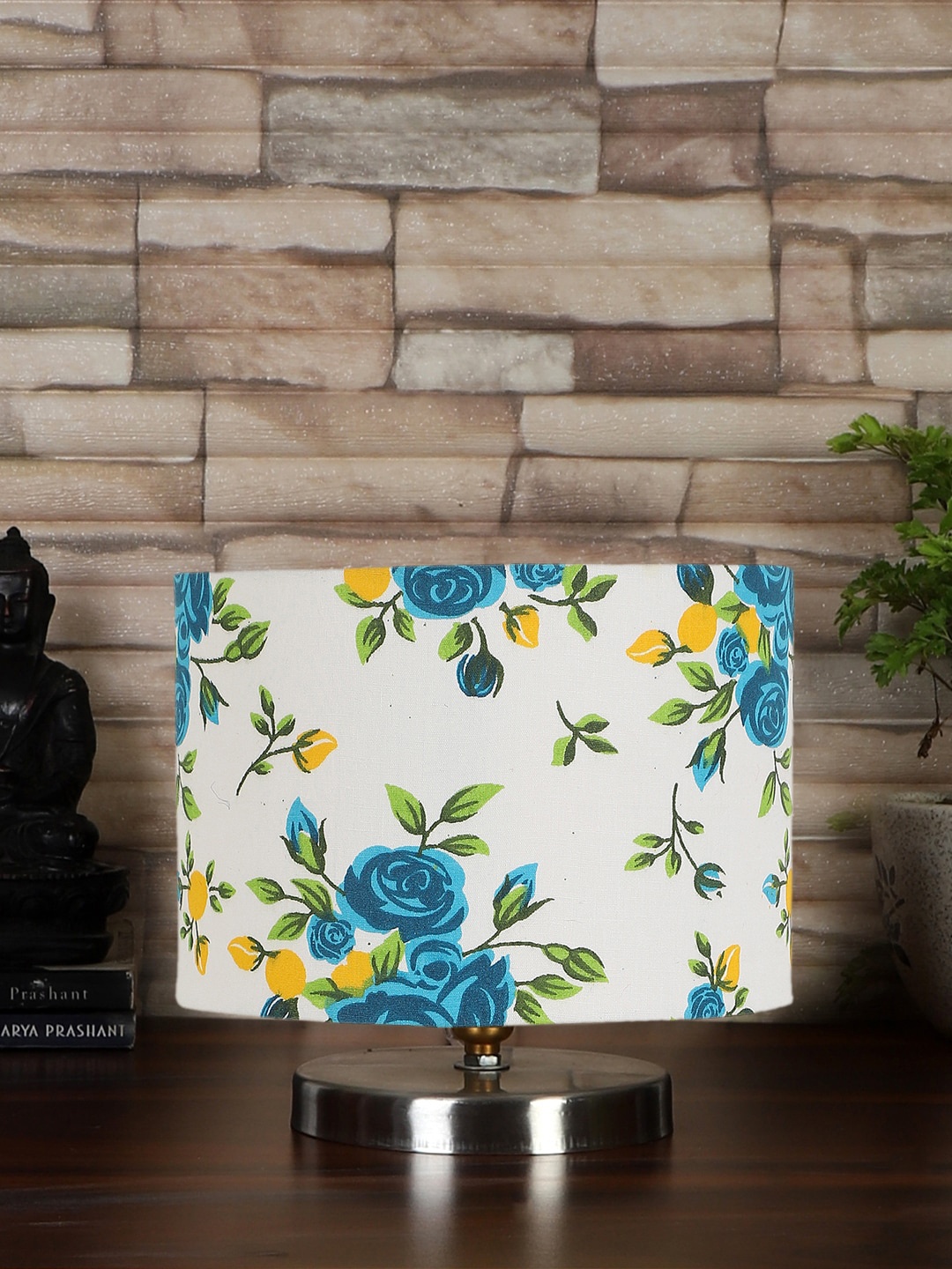 

Devansh White & Blue Steel Table Lamp With Floral Printed Cotton Shade