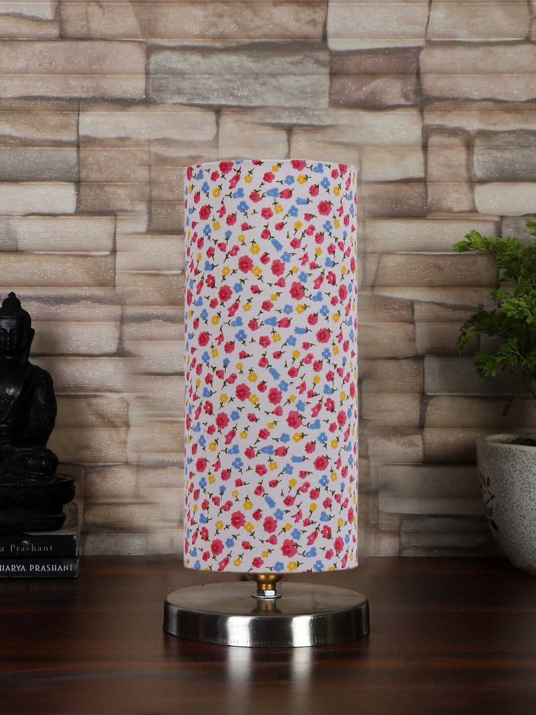 

Devansh White & Pink Steel Table Lamp With Floral Printed Cotton Shade