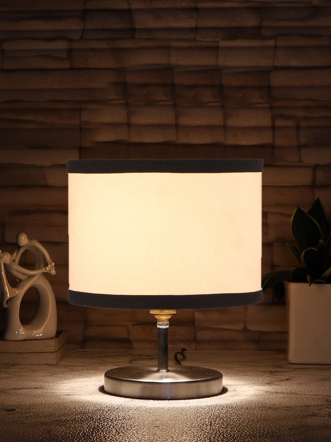 

Devansh White & Black Steel Table Lamp With Cotton Shade