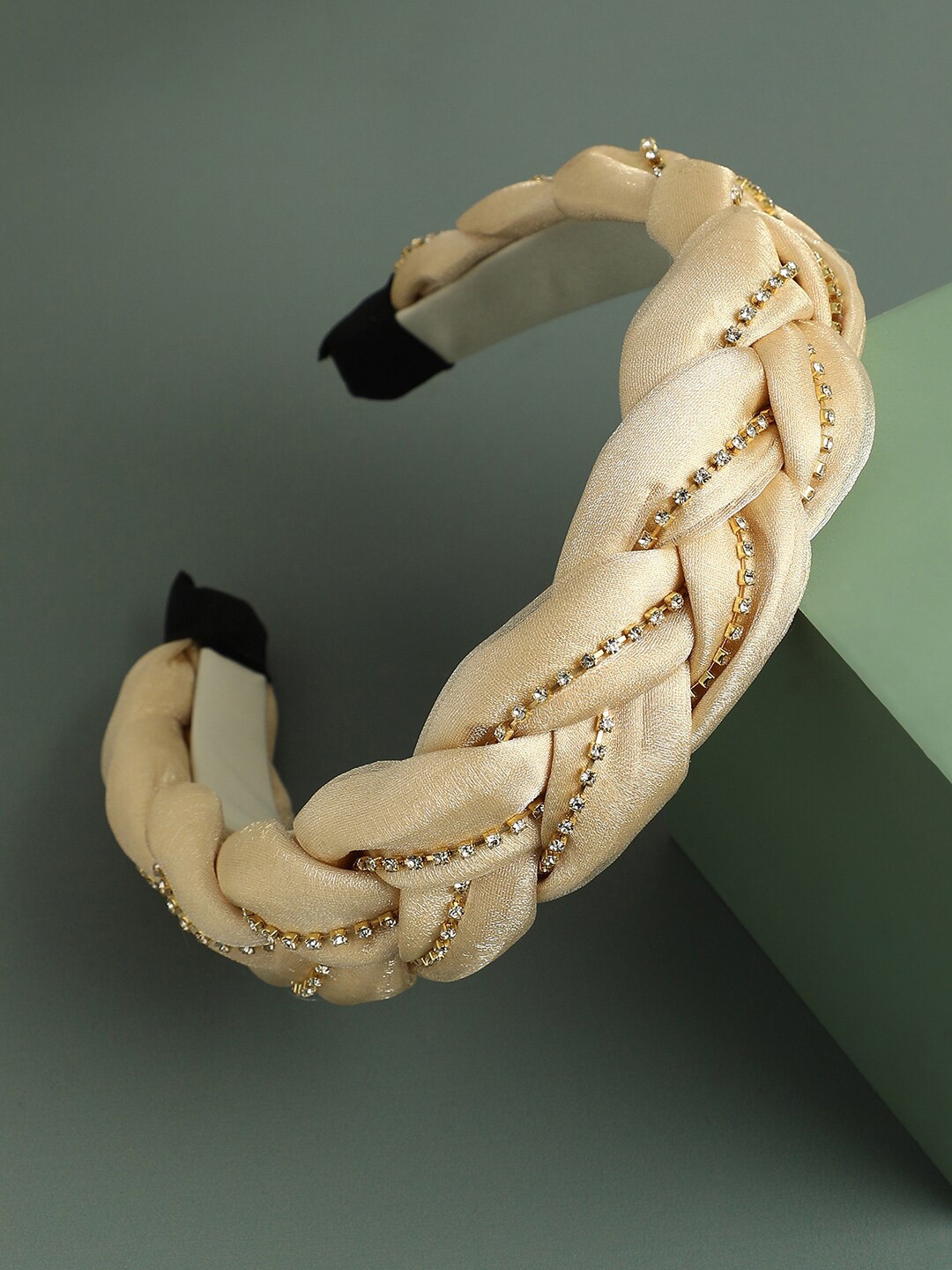 

SOHI Women Braided Embellished Hairband, Cream