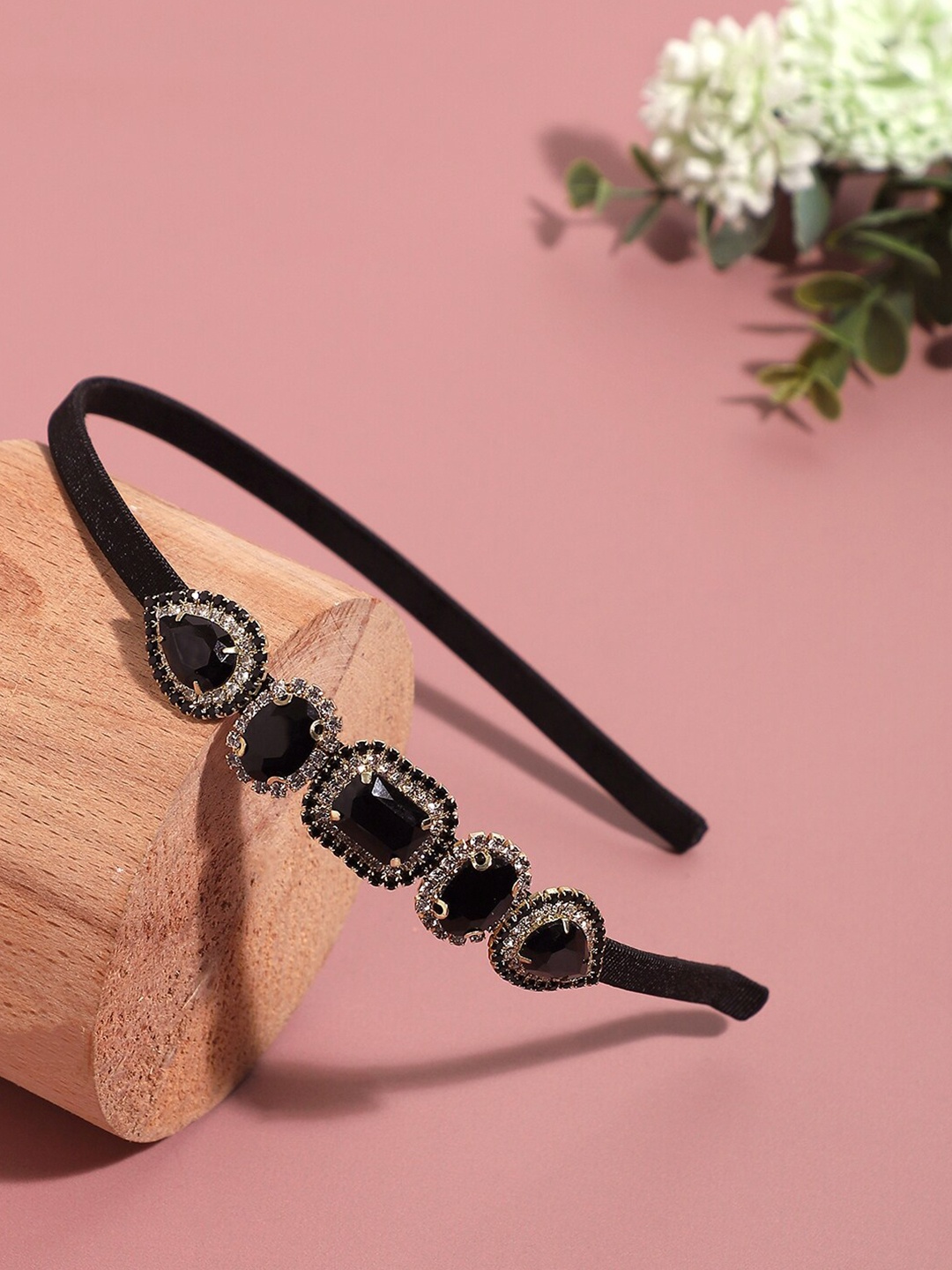 

SOHI Women Stone Studded Embellished Hairband, Black