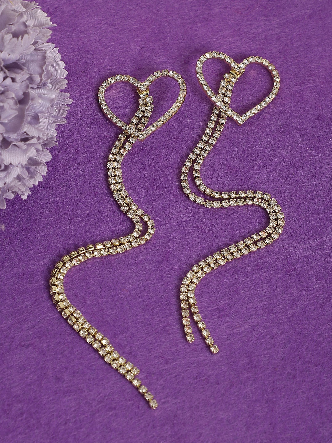 

SOHI Gold-Plated Heart Shaped Drop Earrings