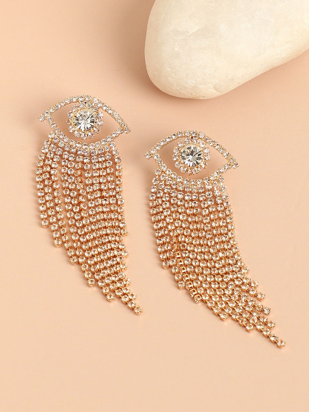 

SOHI Gold-Plated Contemporary Drop Earrings