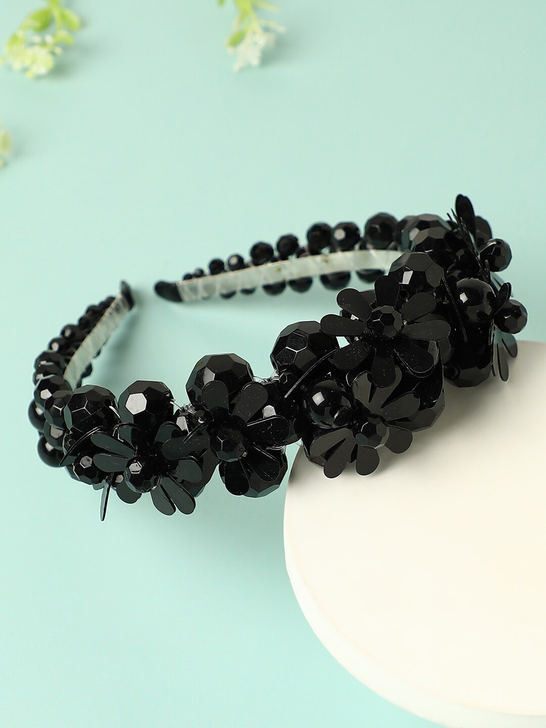 

SOHI Women Beaded Embellished Hairband, Black