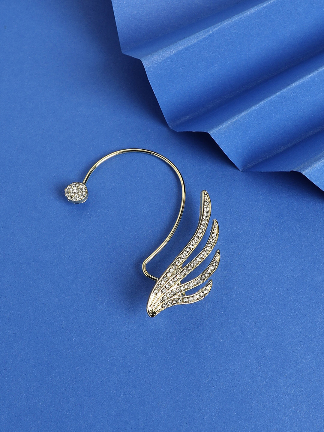 

SOHI Gold-Plated Feather Shaped Ear Cuff Earrings