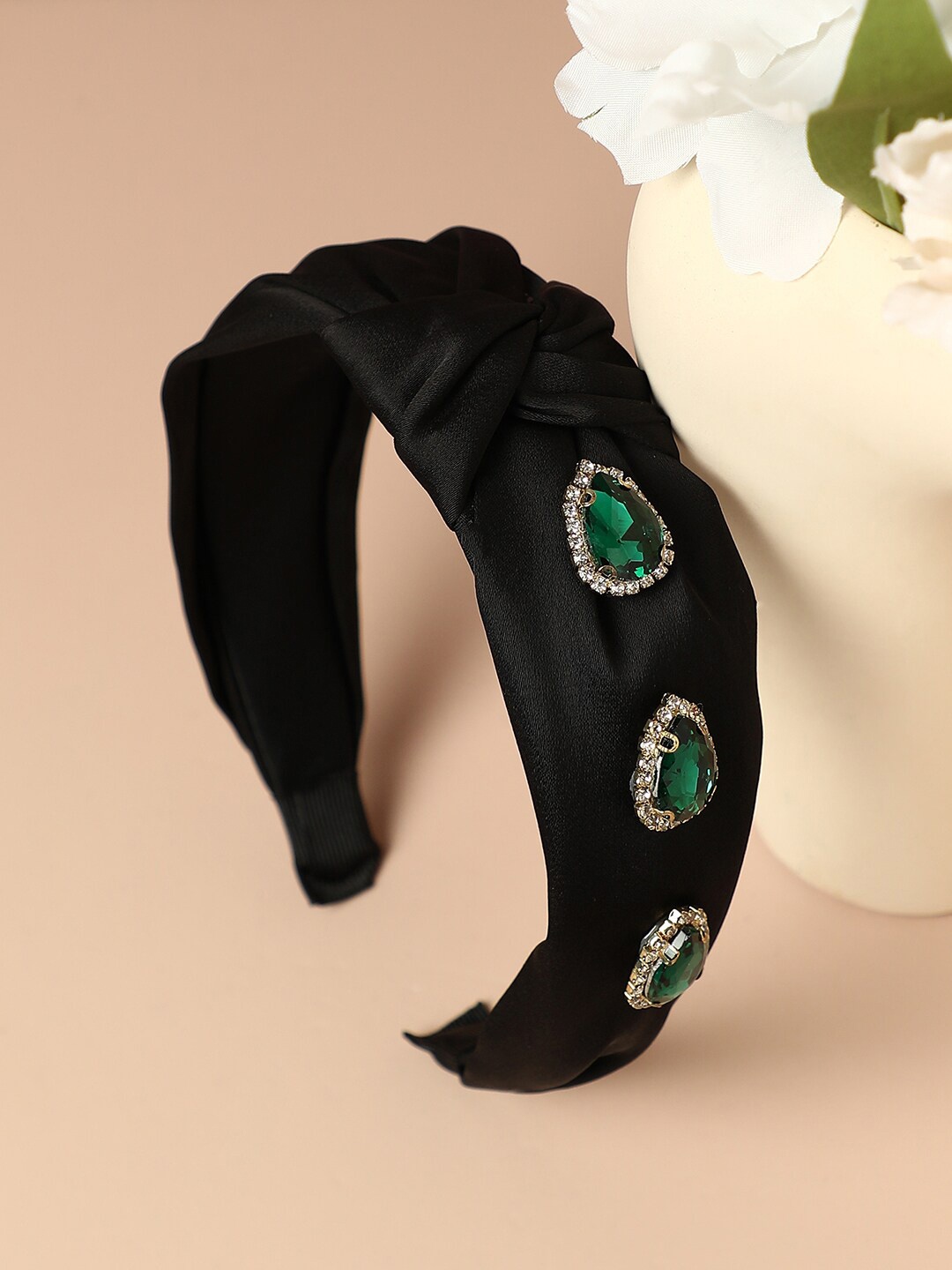 

SOHI Women Embellished Fabric Hairband, Black
