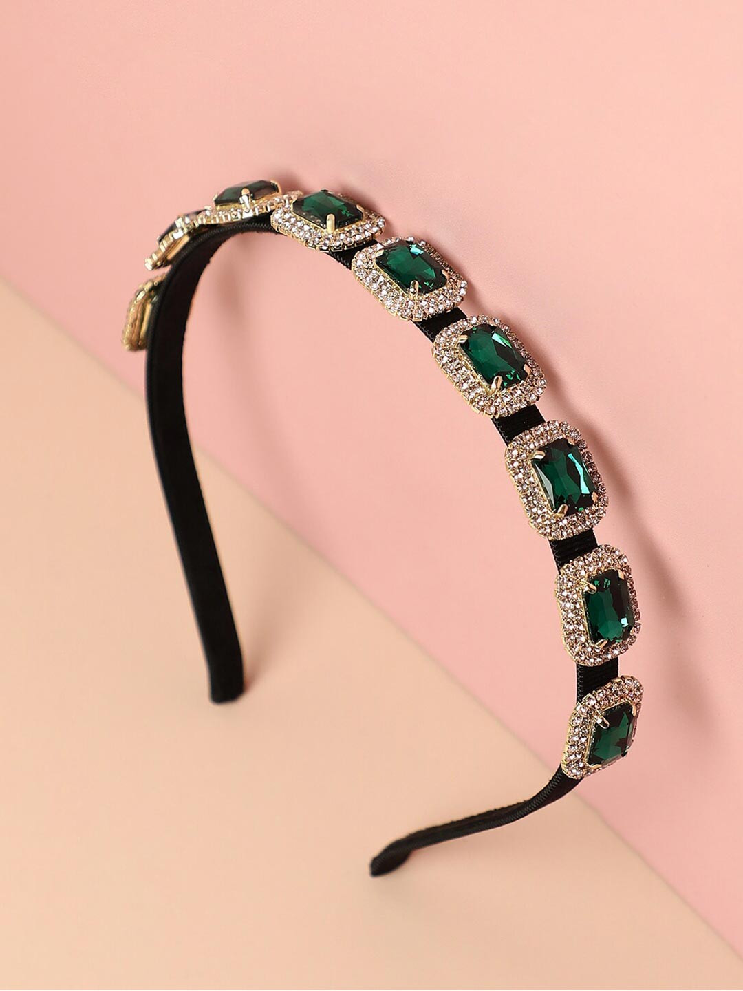 

SOHI Women Stone Studded Embellished Hairband, Black