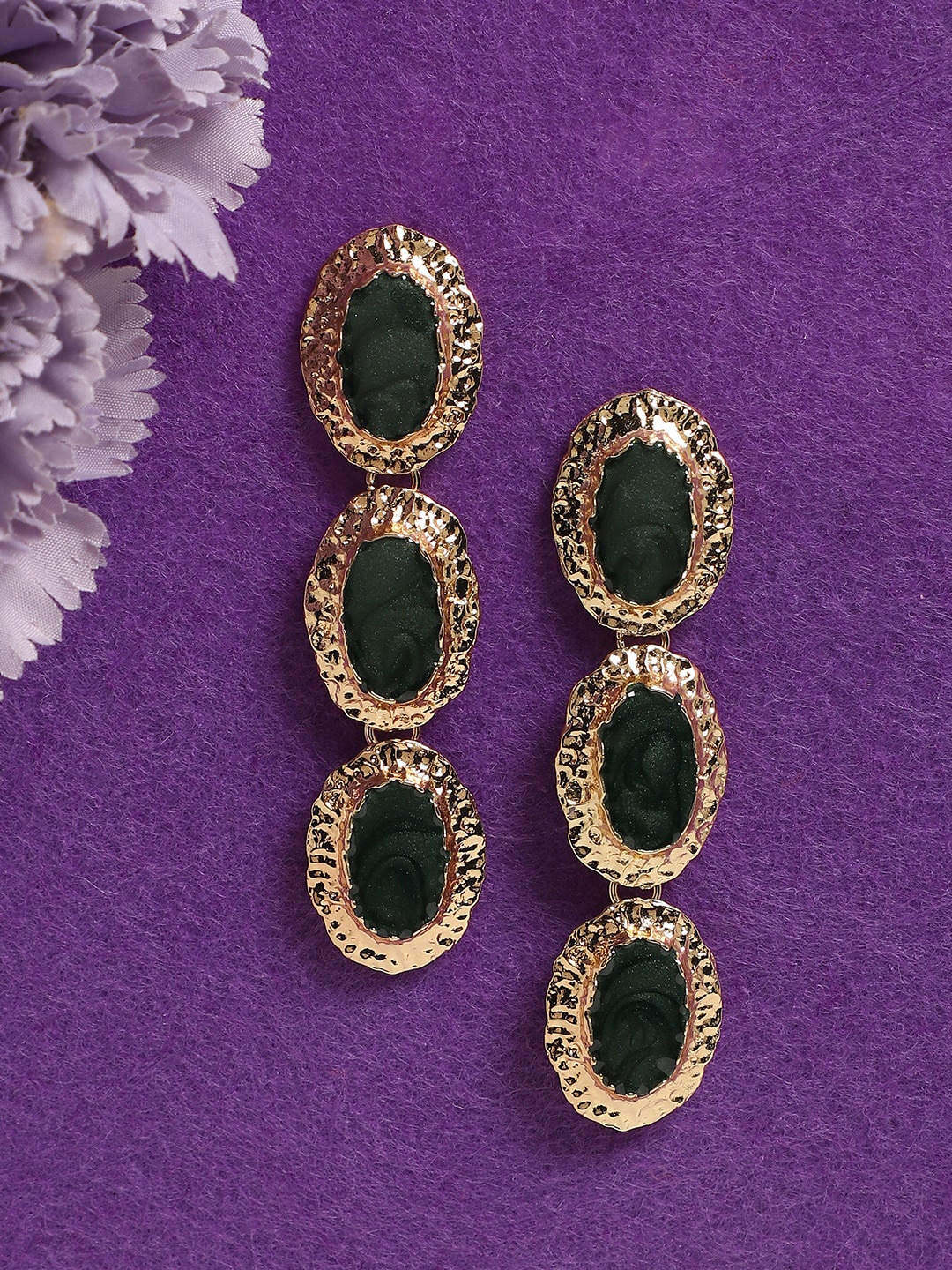 

SOHI Gold-Plated Oval Shaped Drop Earrings