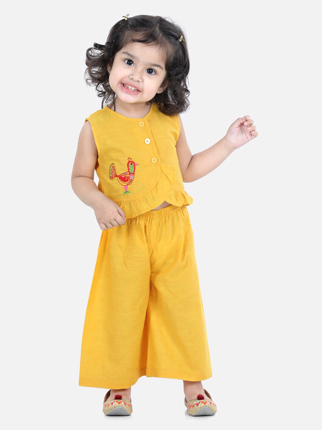 

BownBee Girls Top with Palazzos, Yellow