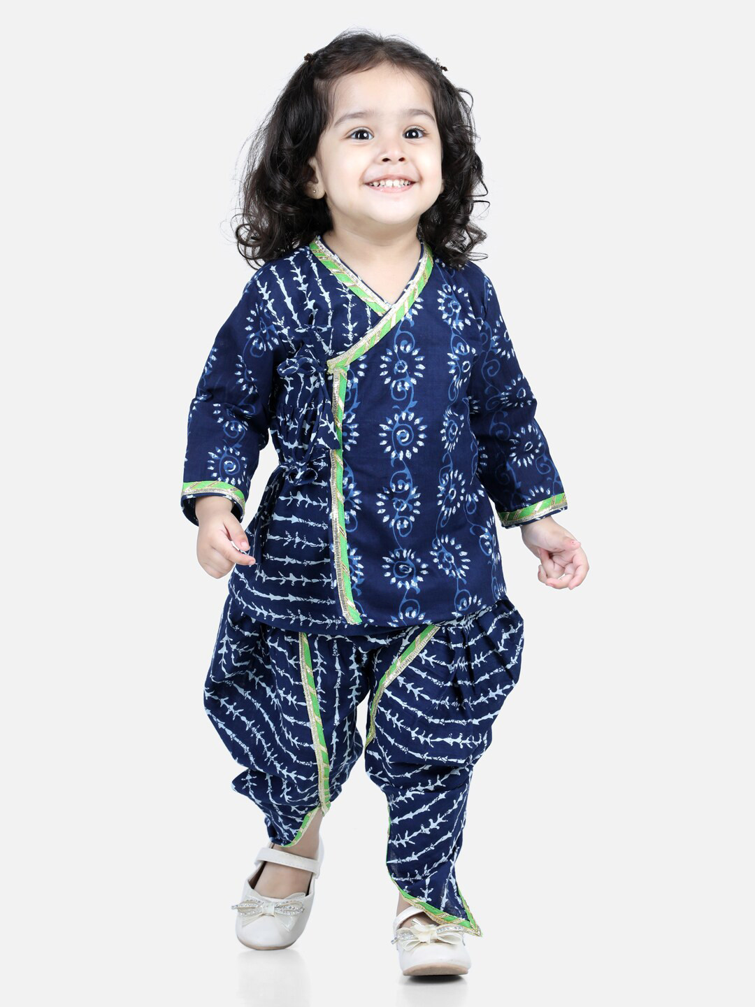 

BownBee Girls Printed Top with Dhoti Pants, Navy blue