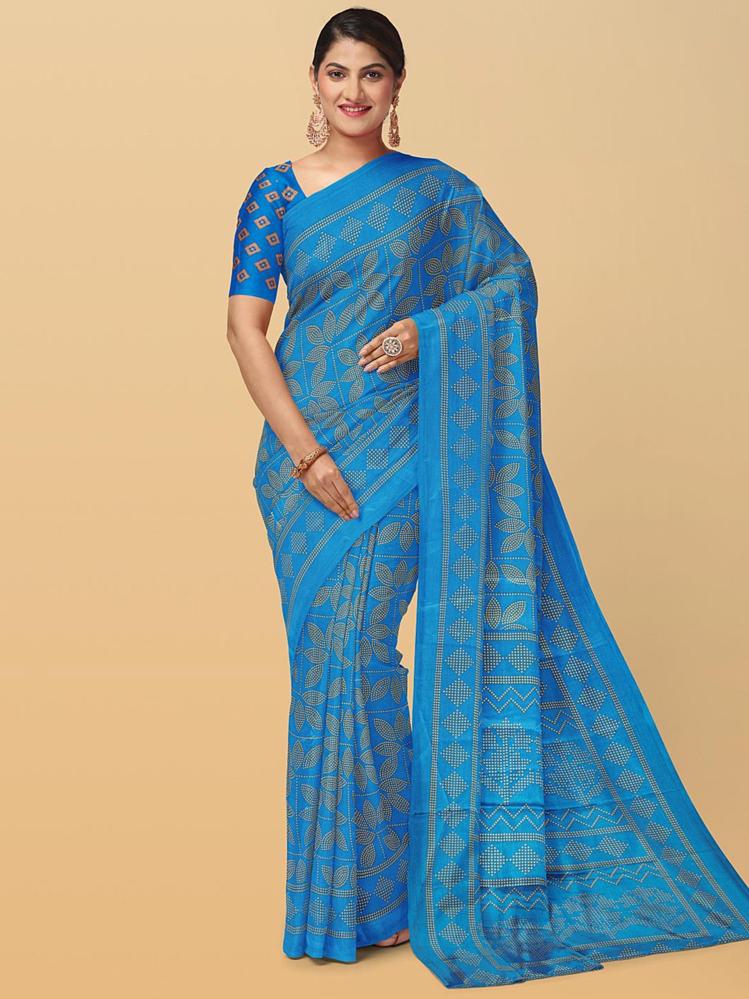 

Kalamandir Floral Printed Pure Crepe Saree, Blue